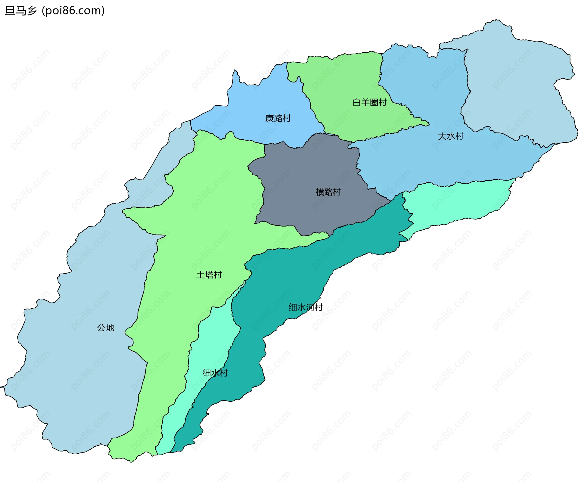 旦马乡边界地图(五级行政区划)