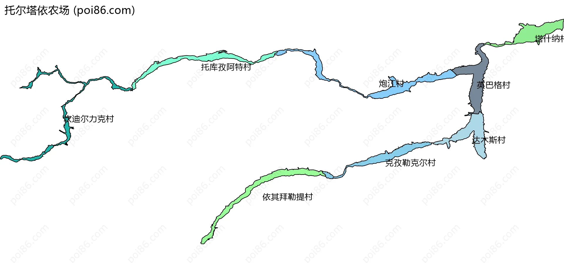 托尔塔依农场边界地图(五级行政区划)