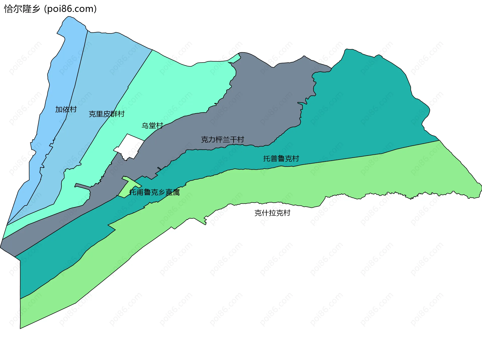 恰尔隆乡边界地图(五级行政区划)