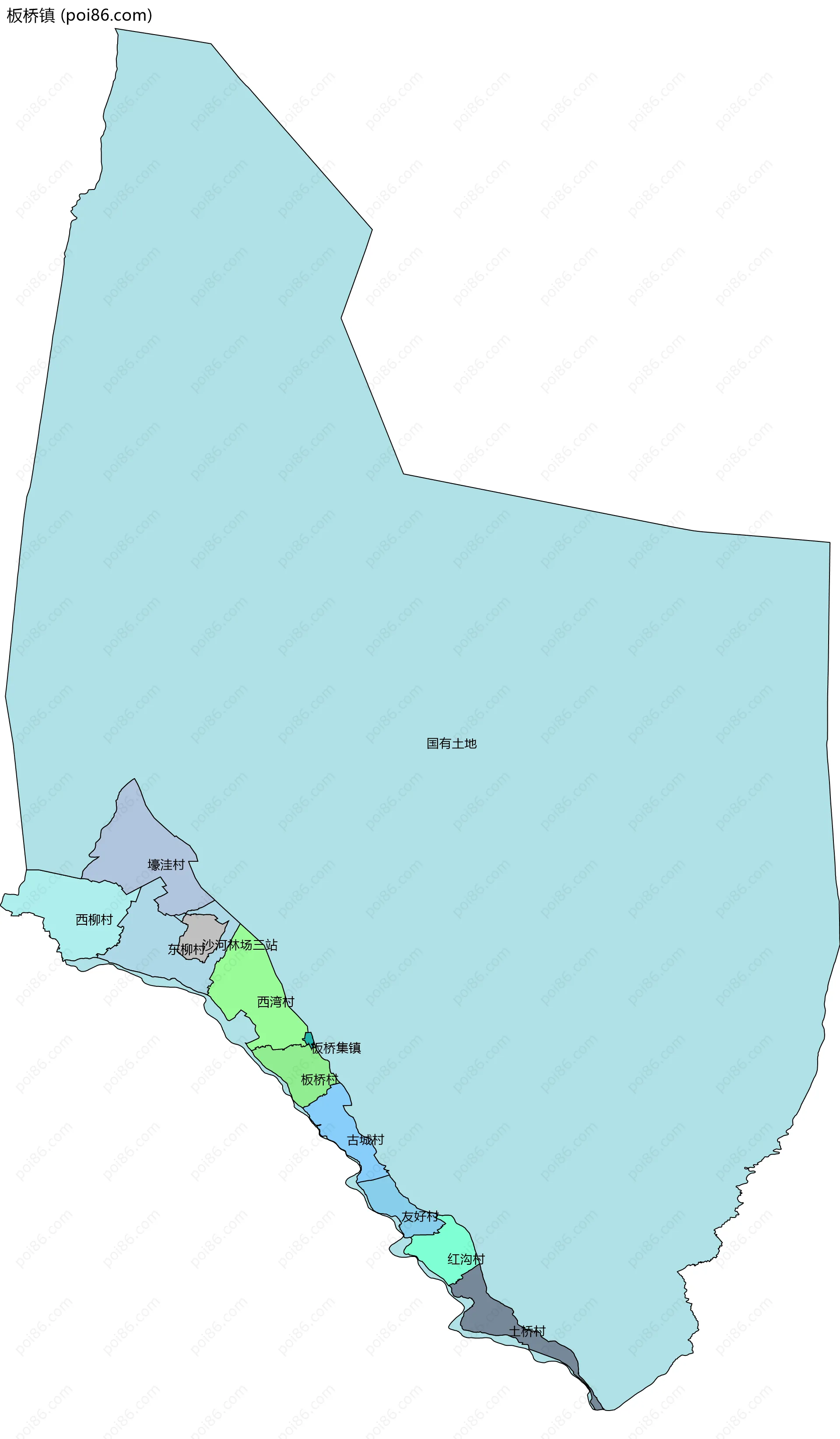 板桥镇边界地图(五级行政区划)
