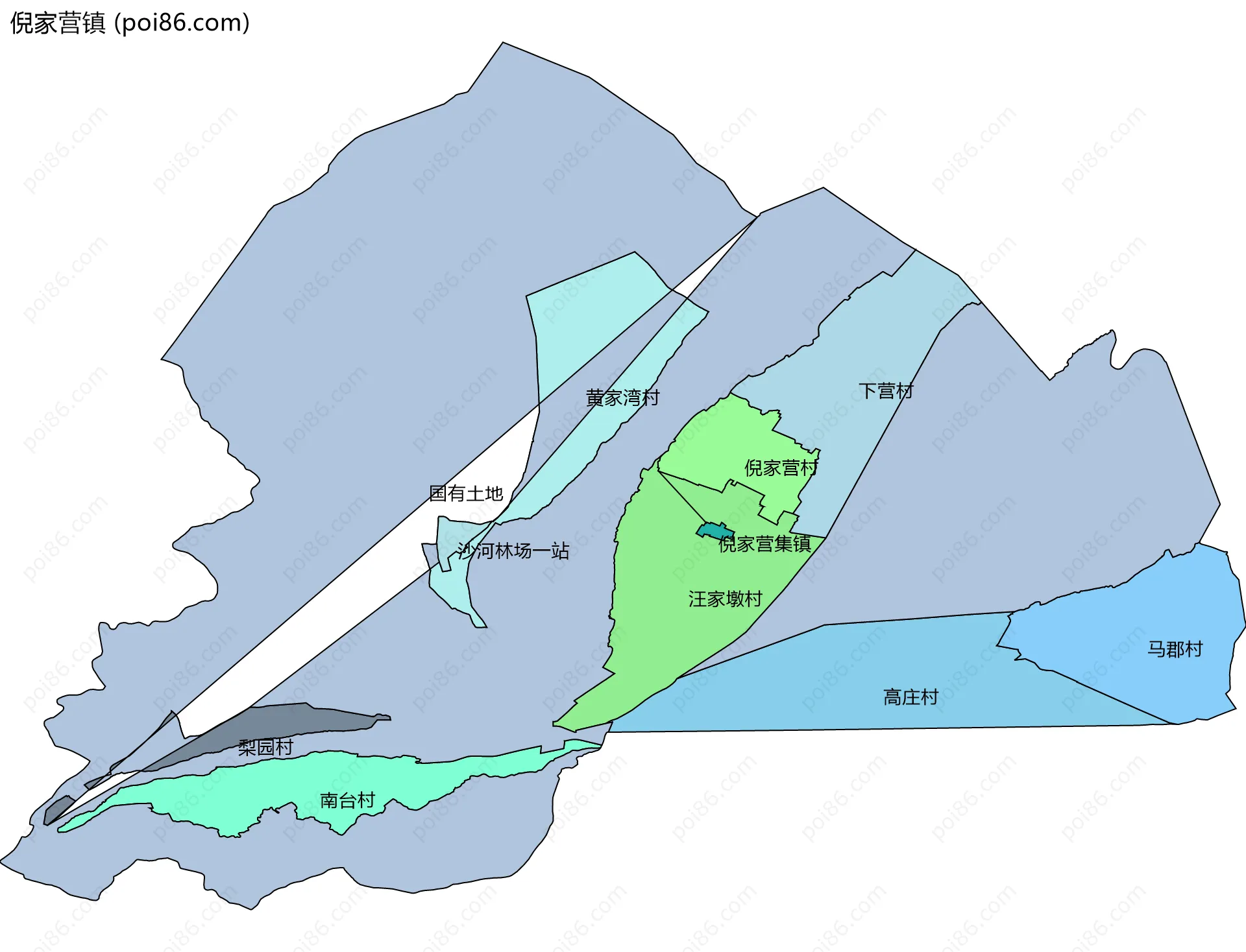 倪家营镇边界地图(五级行政区划)
