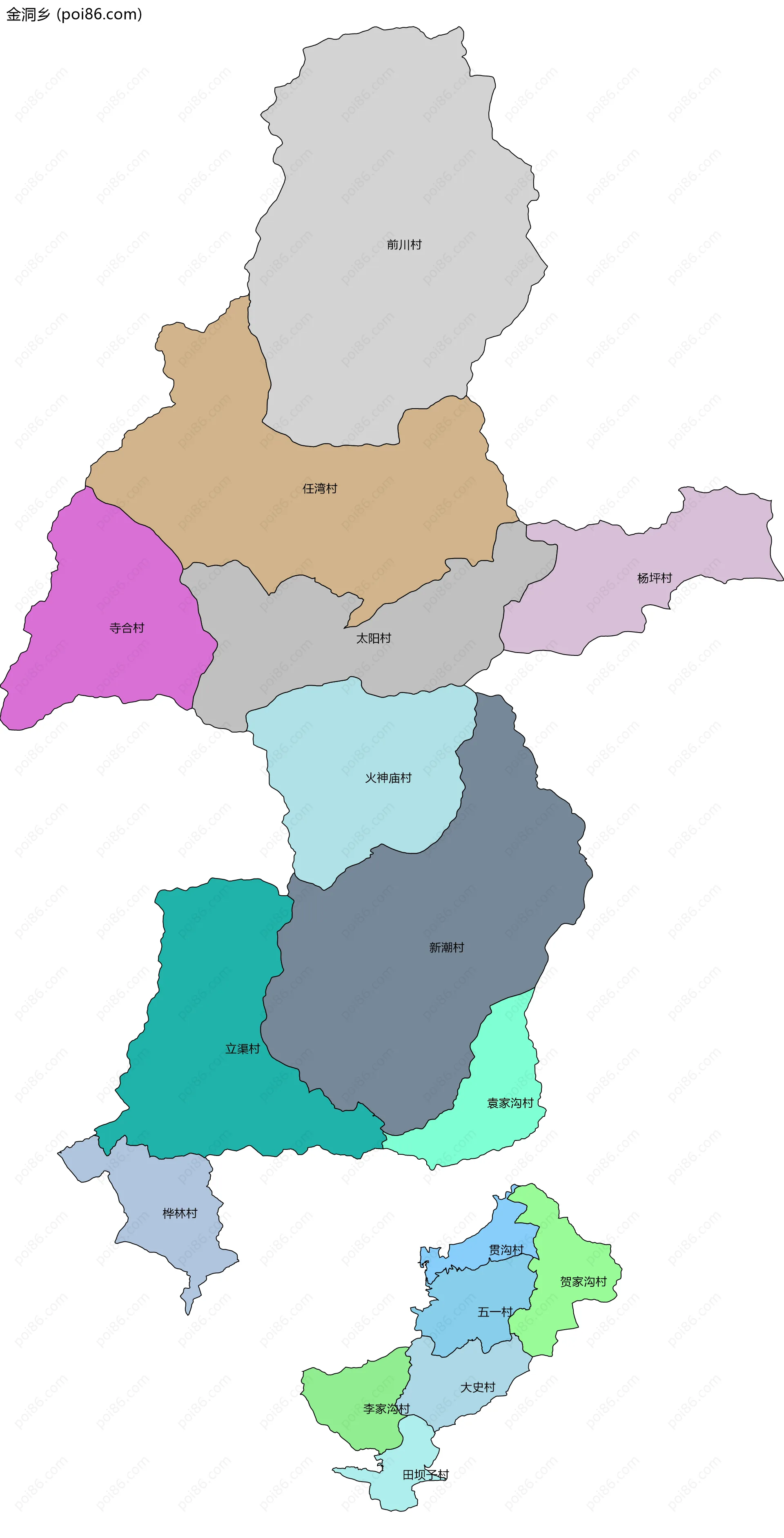 金洞乡边界地图(五级行政区划)