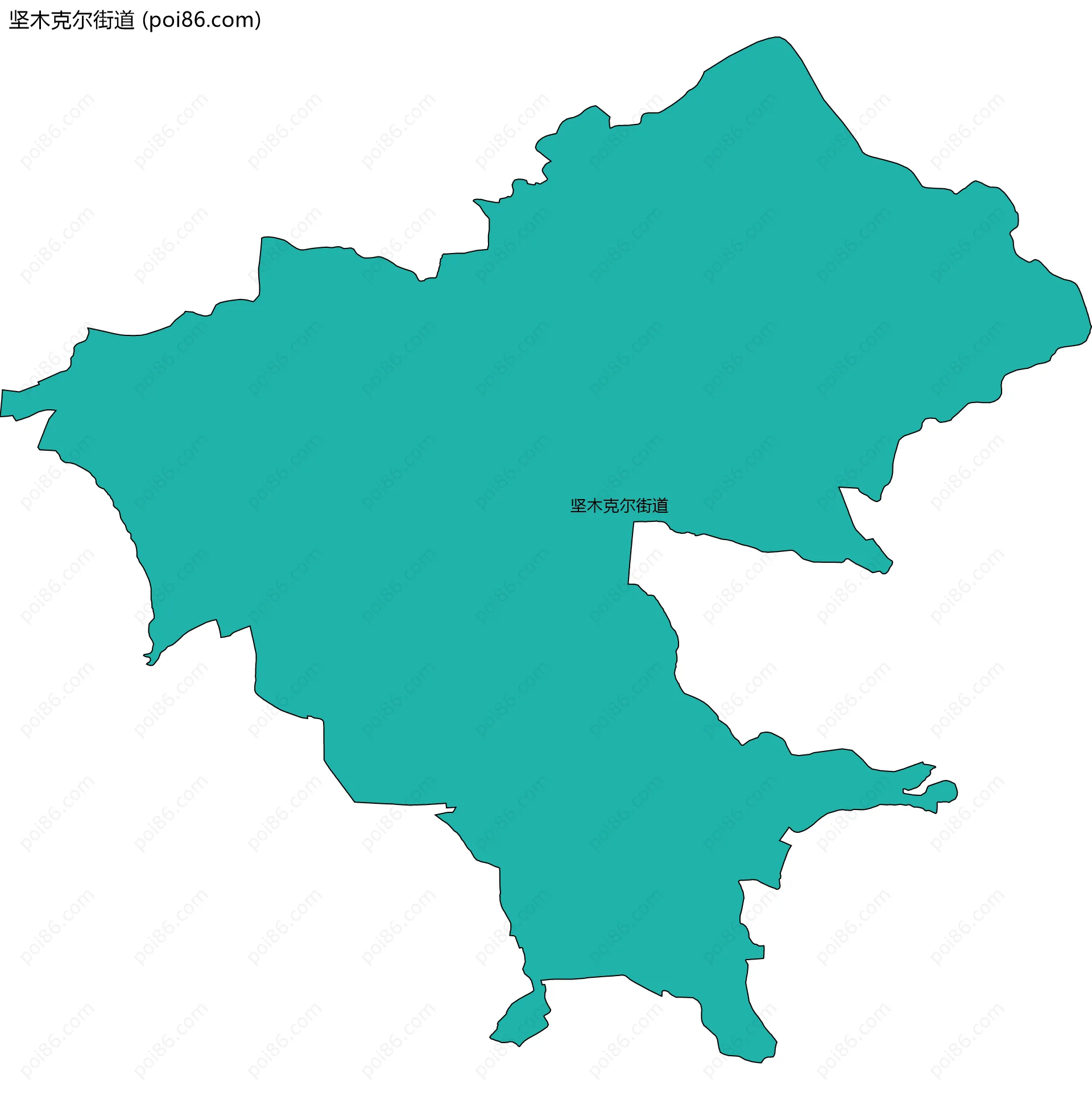 坚木克尔街道边界地图(五级行政区划)