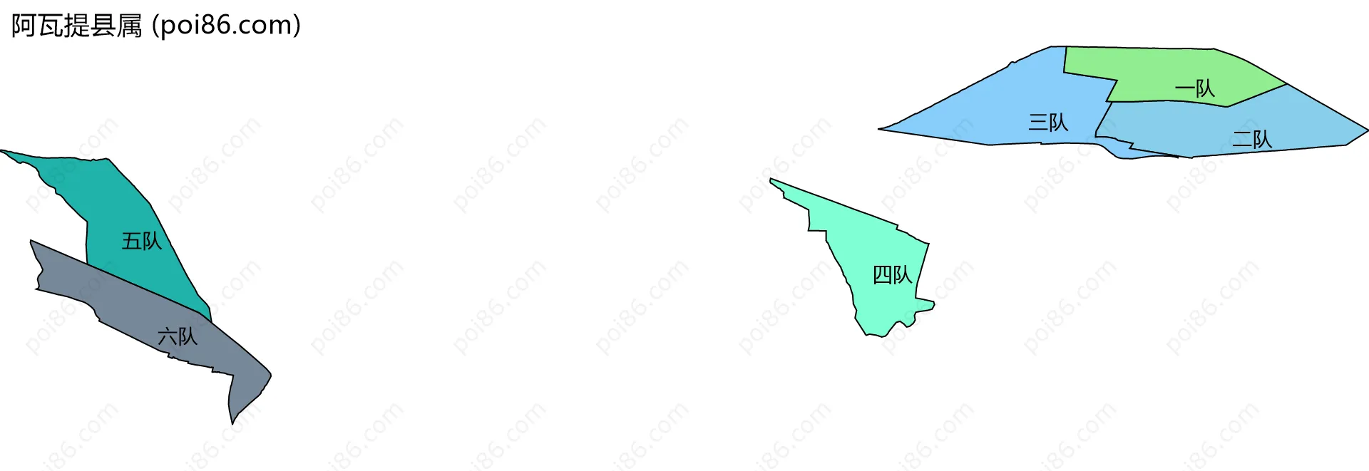 阿瓦提县属边界地图(五级行政区划)