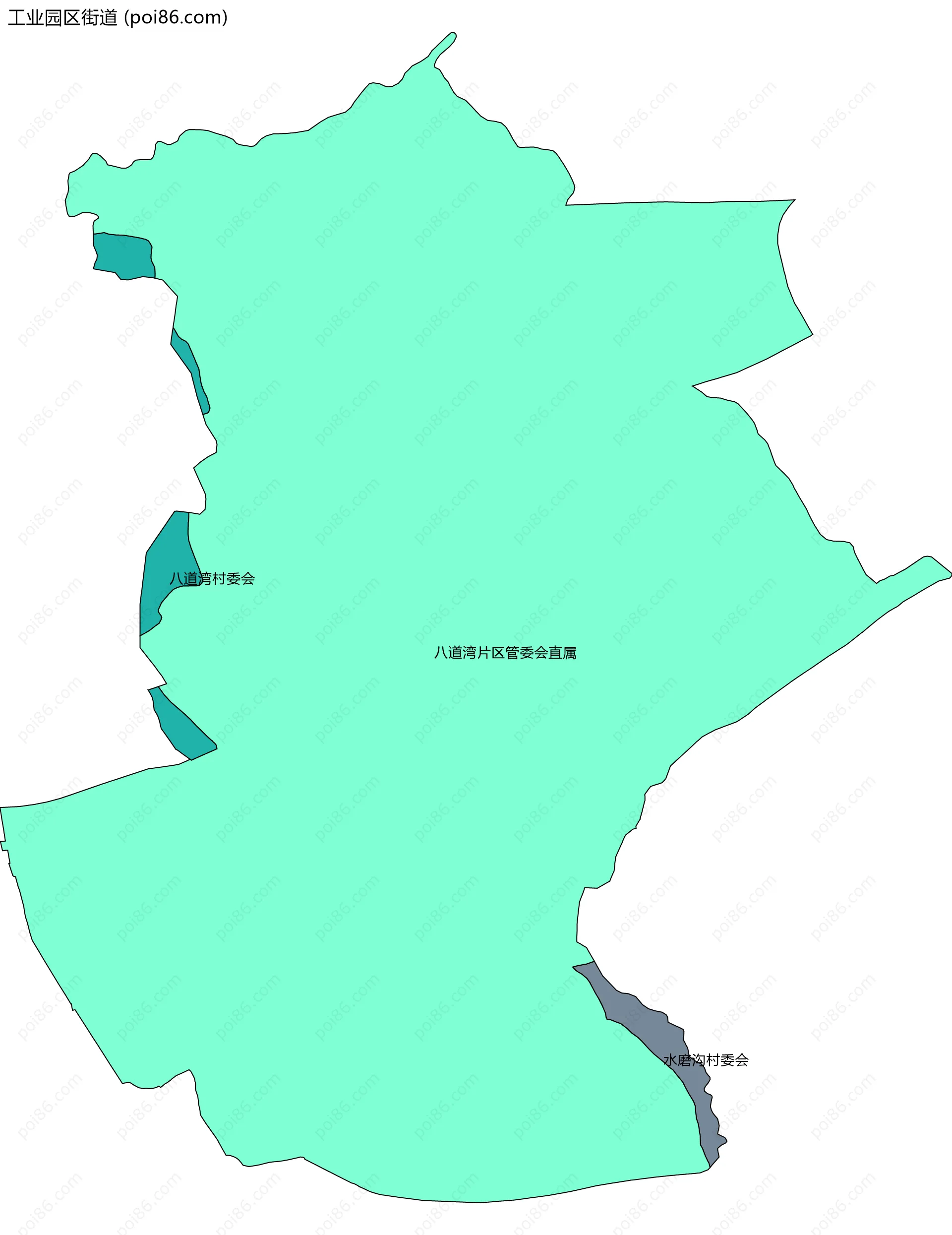 工业园区街道边界地图(五级行政区划)