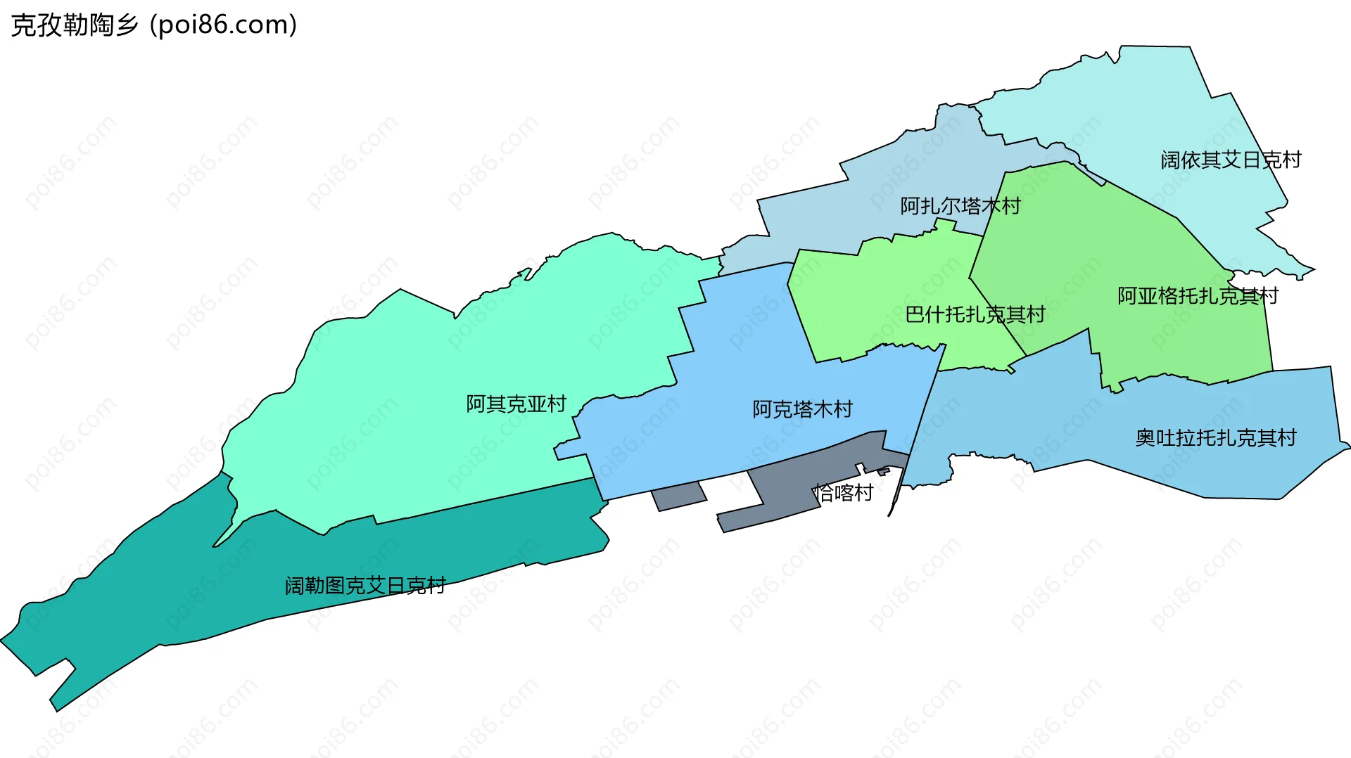 克孜勒陶乡边界地图(五级行政区划)