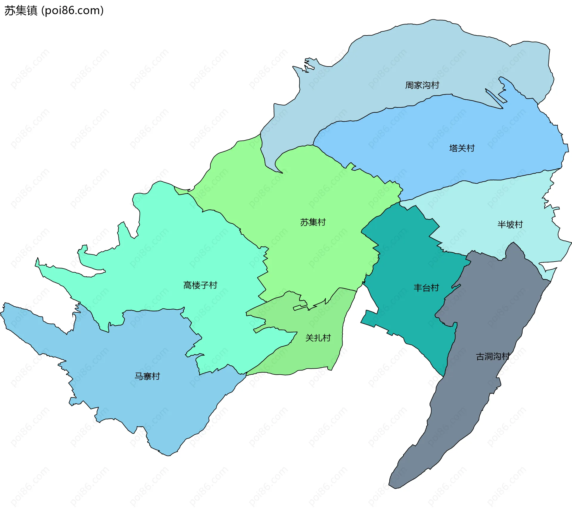 苏集镇边界地图(五级行政区划)