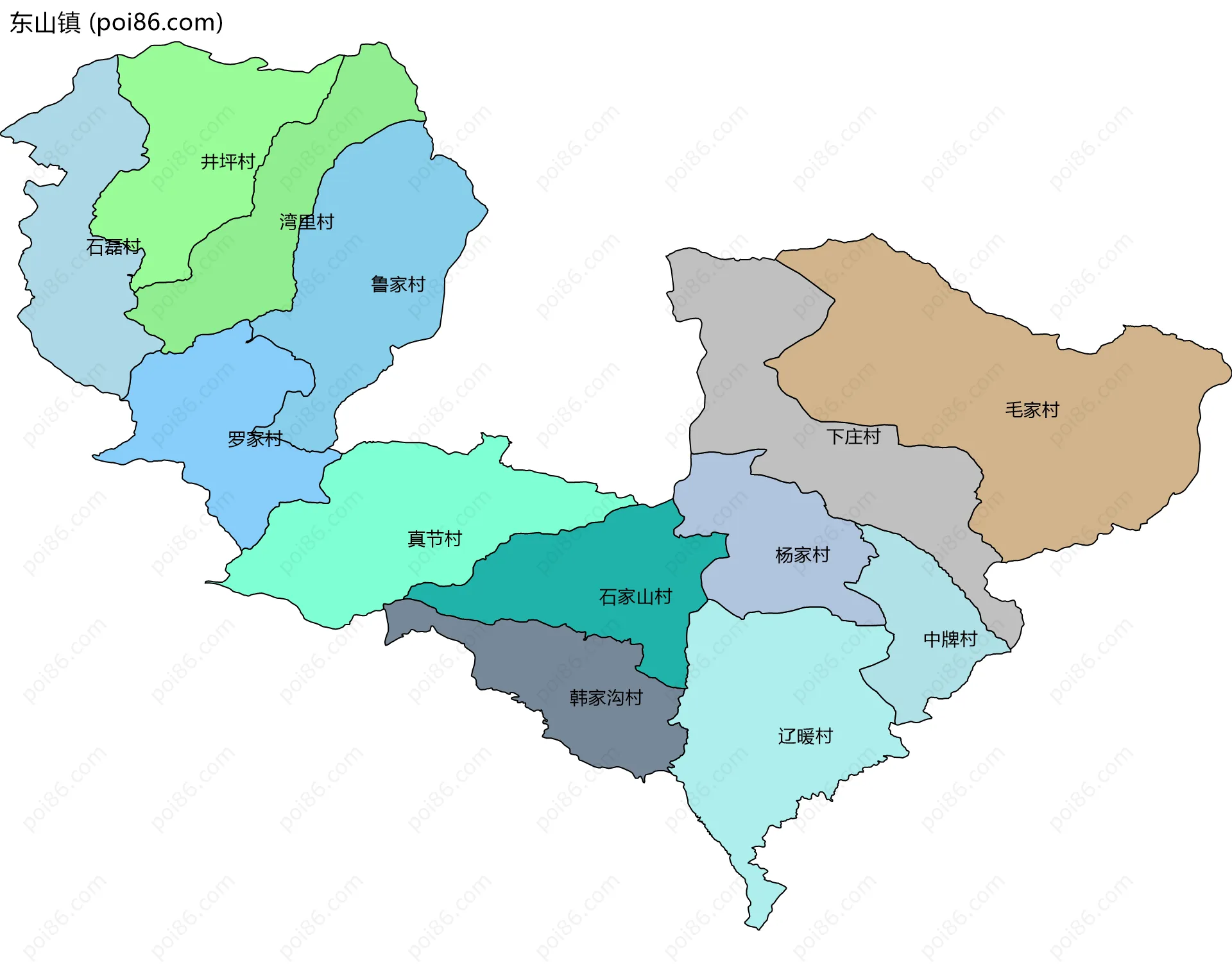 东山镇边界地图(五级行政区划)