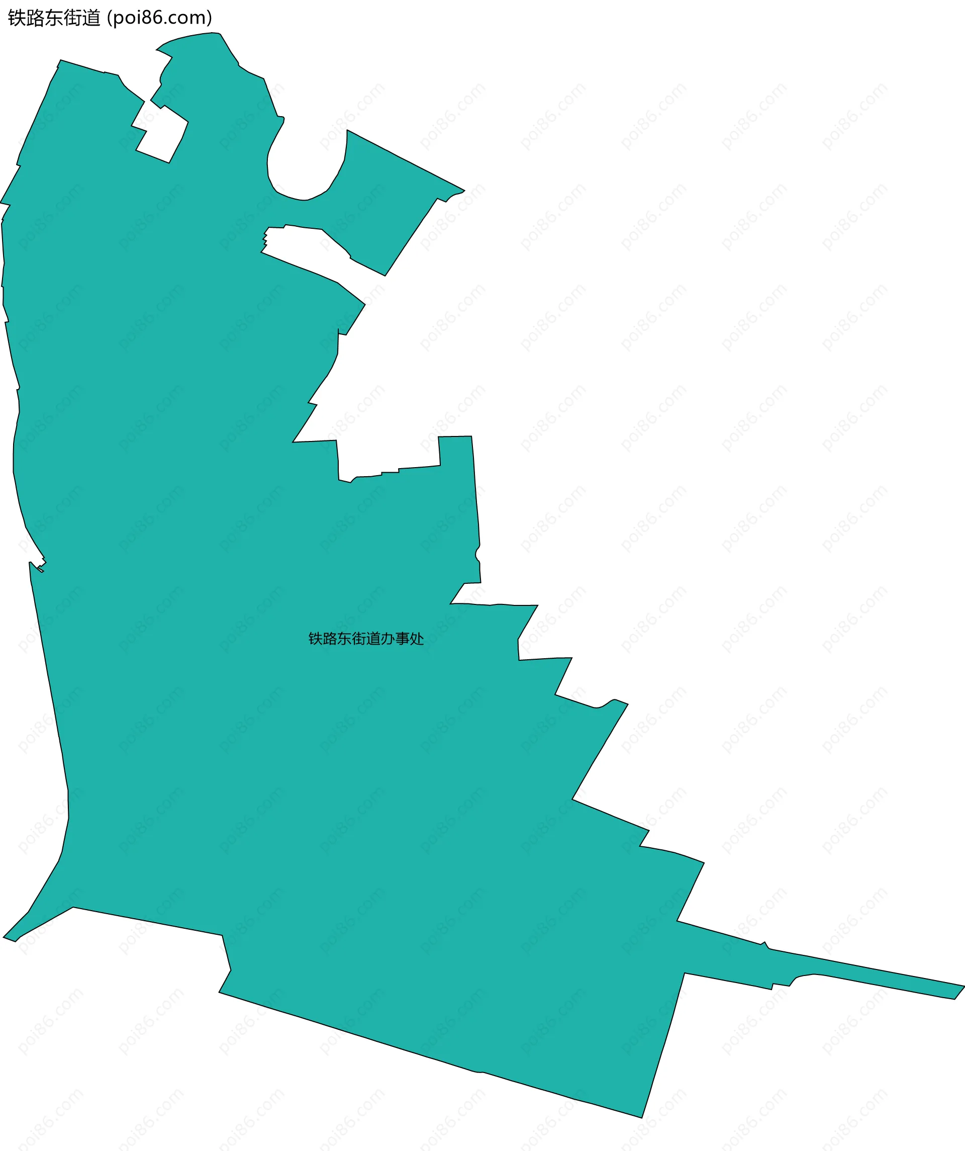 铁路东街道边界地图(五级行政区划)