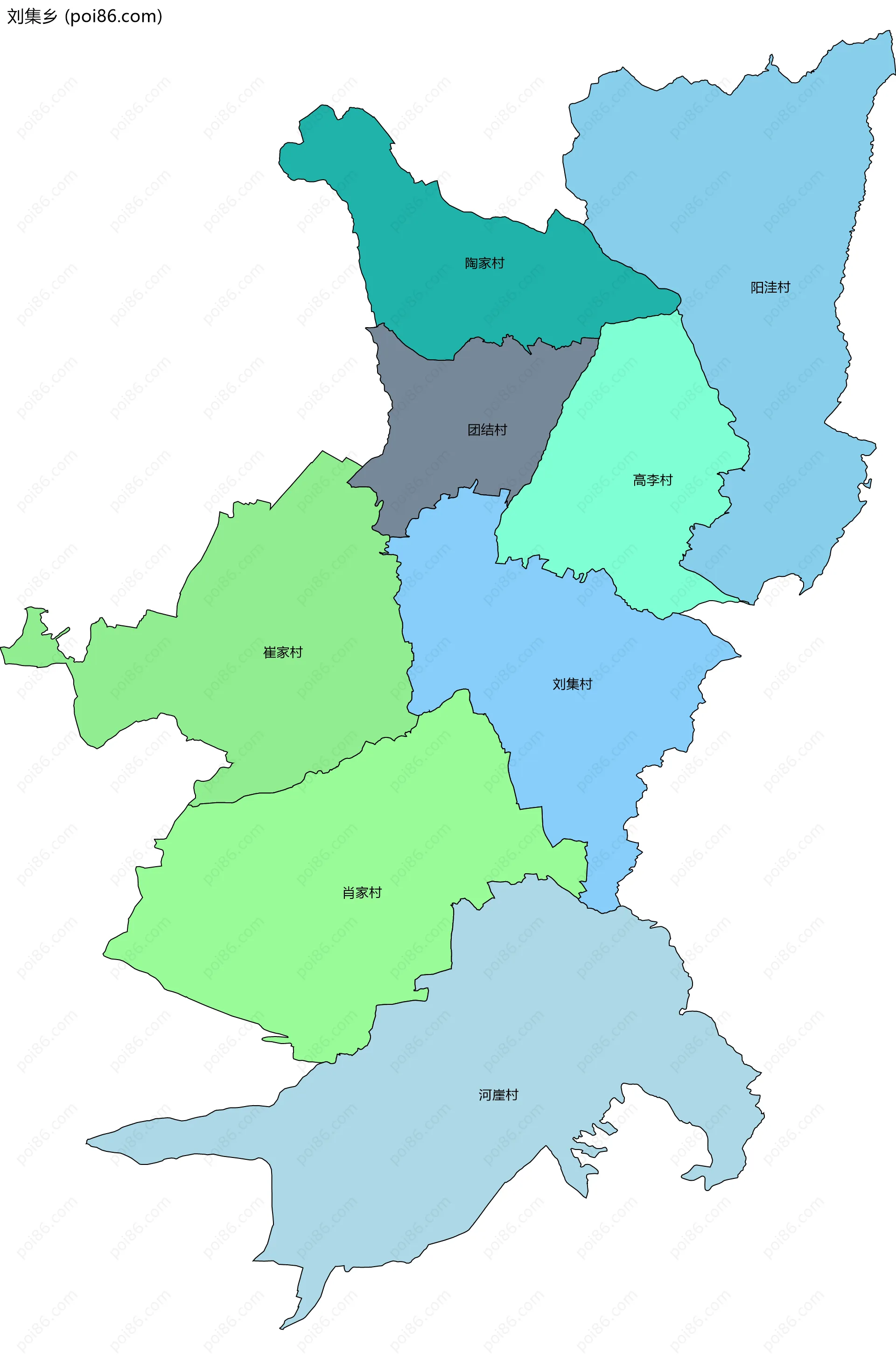 刘集乡边界地图(五级行政区划)