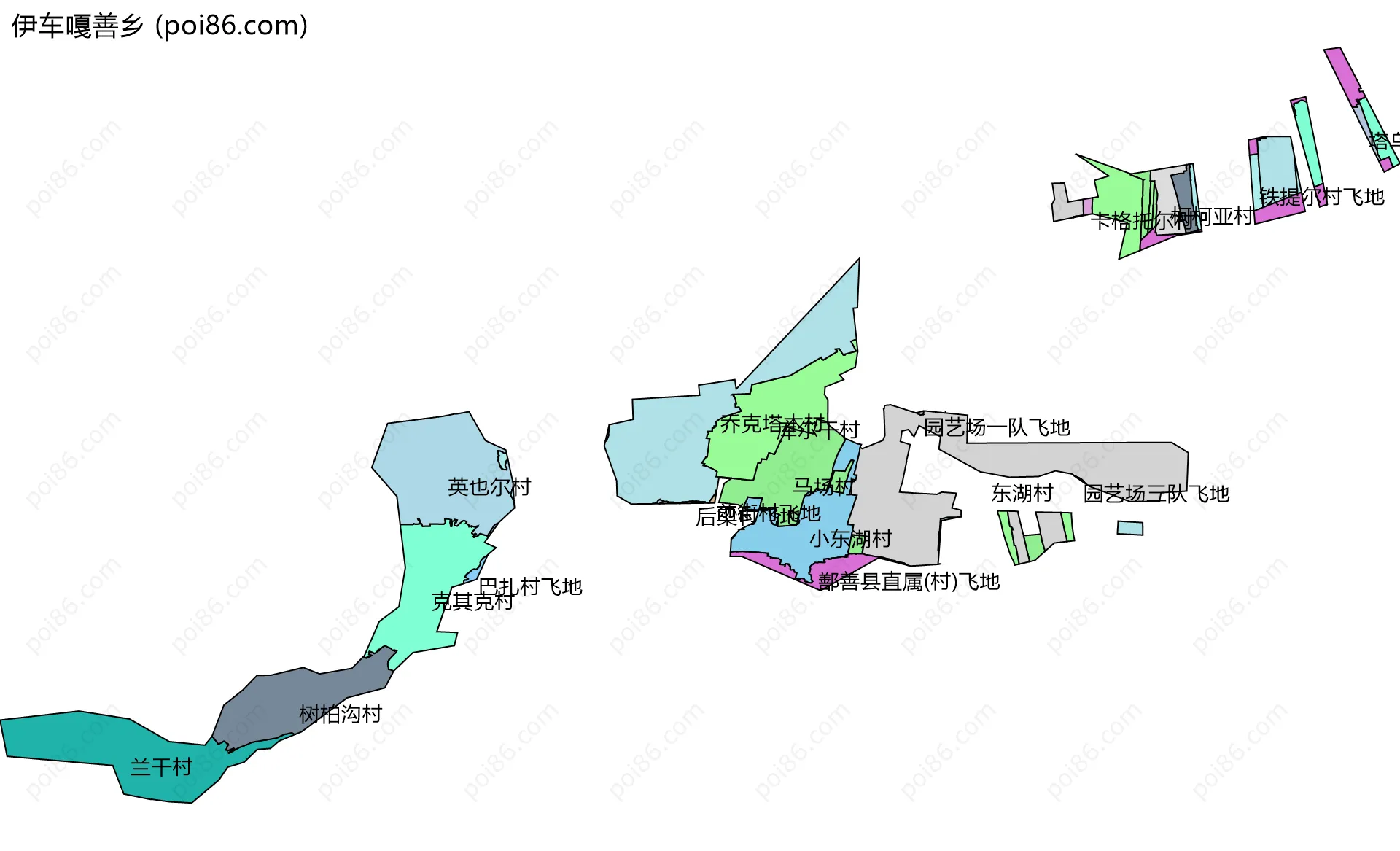 伊车嘎善乡边界地图(五级行政区划)