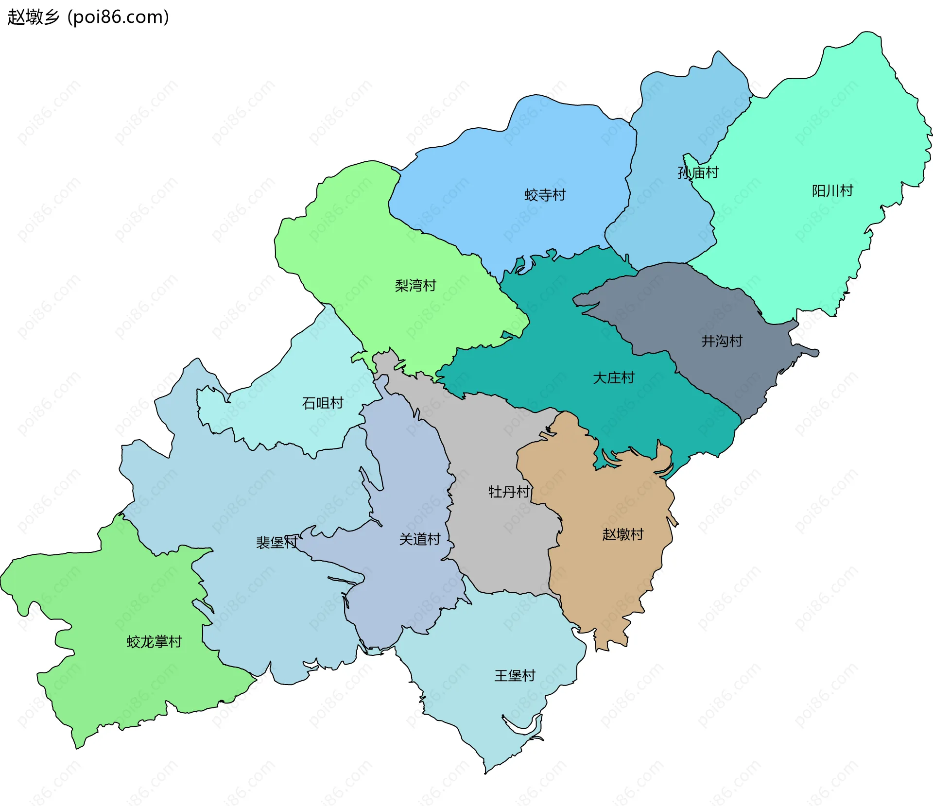 赵墩乡边界地图(五级行政区划)