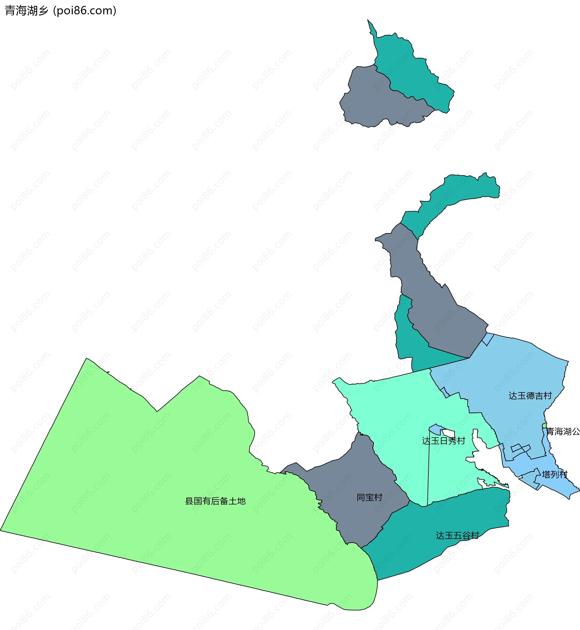 青海湖乡边界地图(五级行政区划)