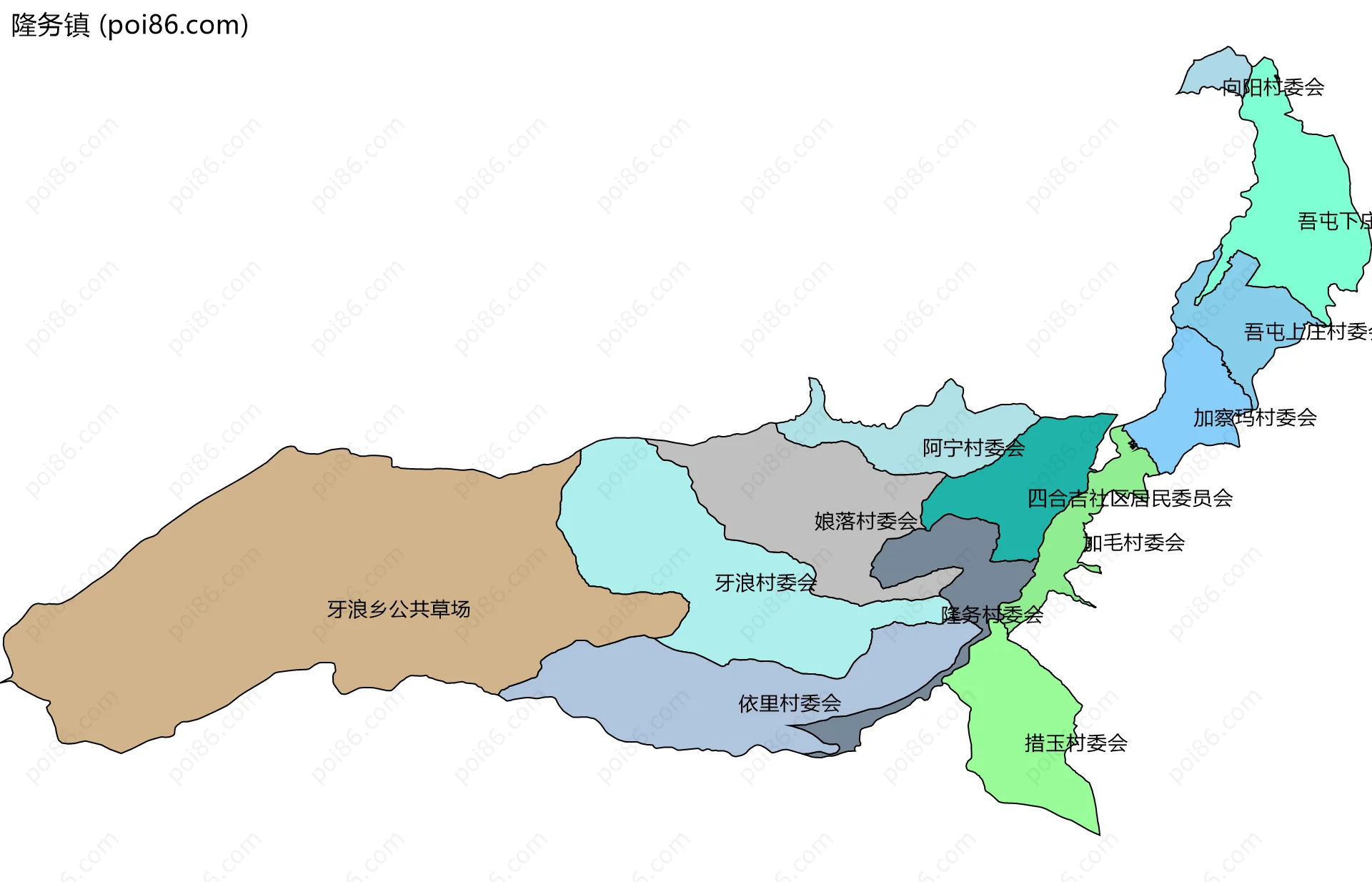 隆务镇边界地图(五级行政区划)