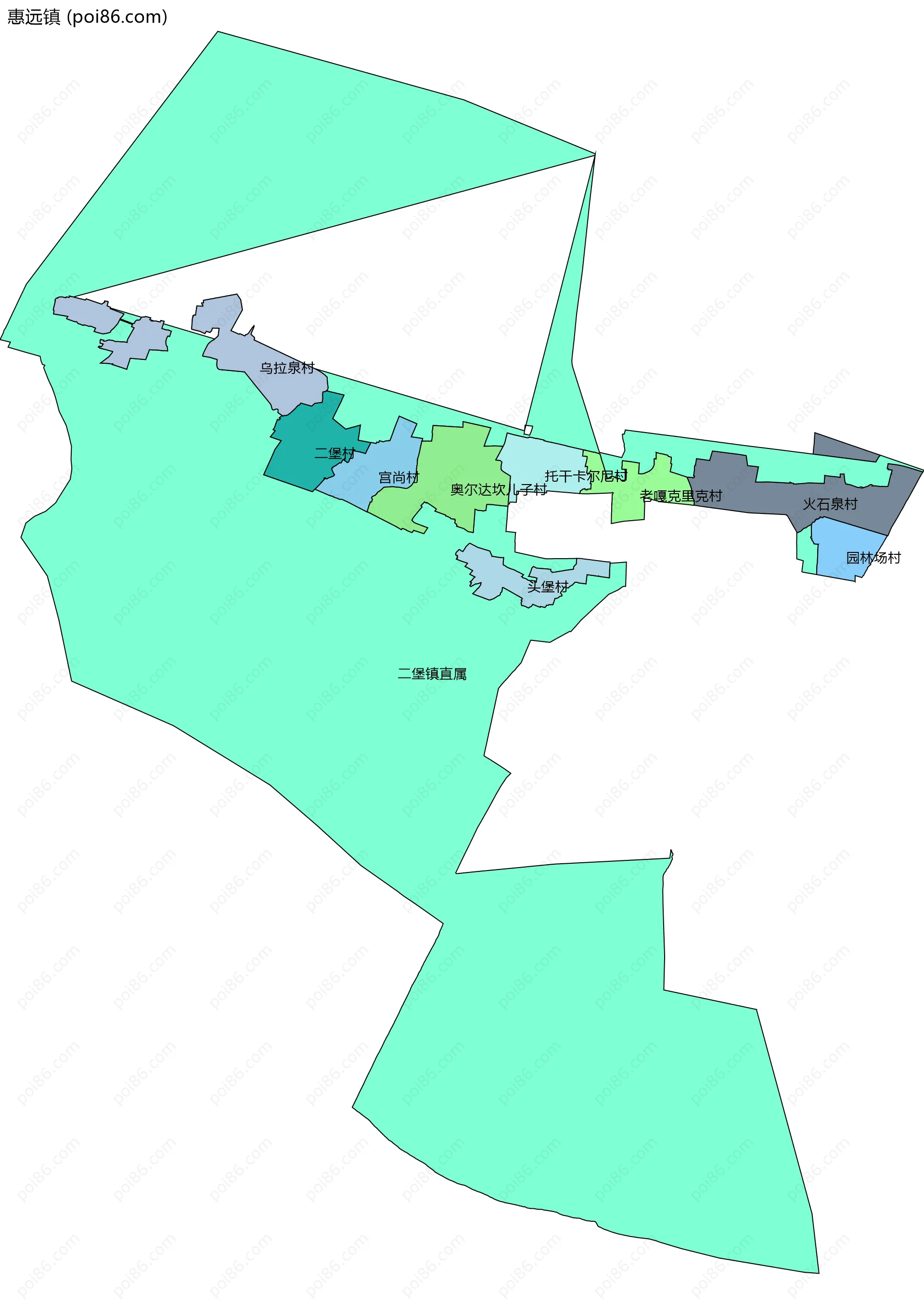 惠远镇边界地图(五级行政区划)