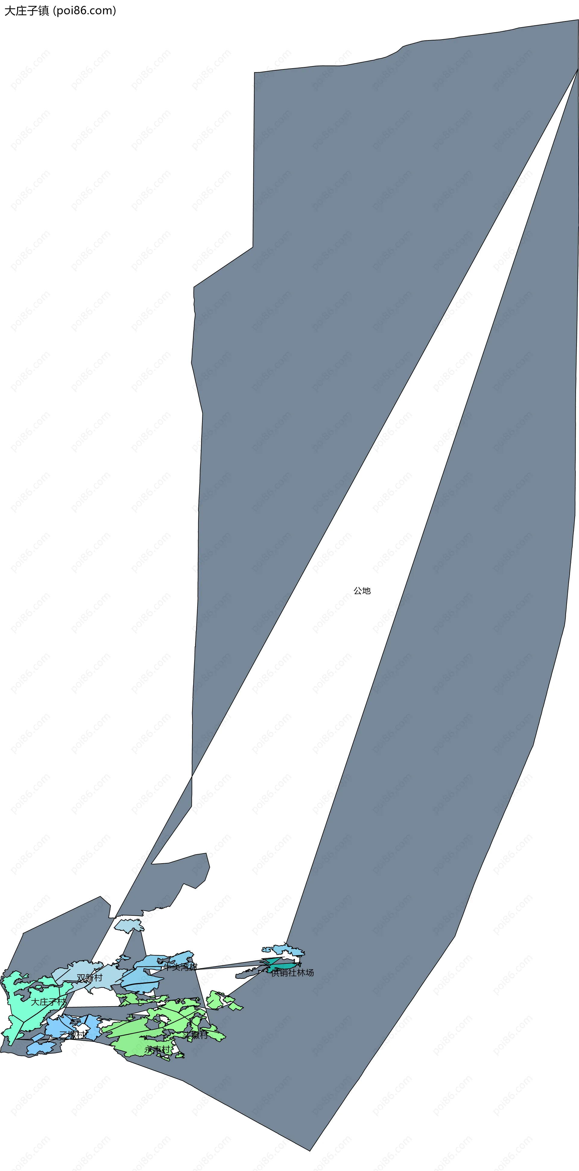 大庄子镇边界地图(五级行政区划)