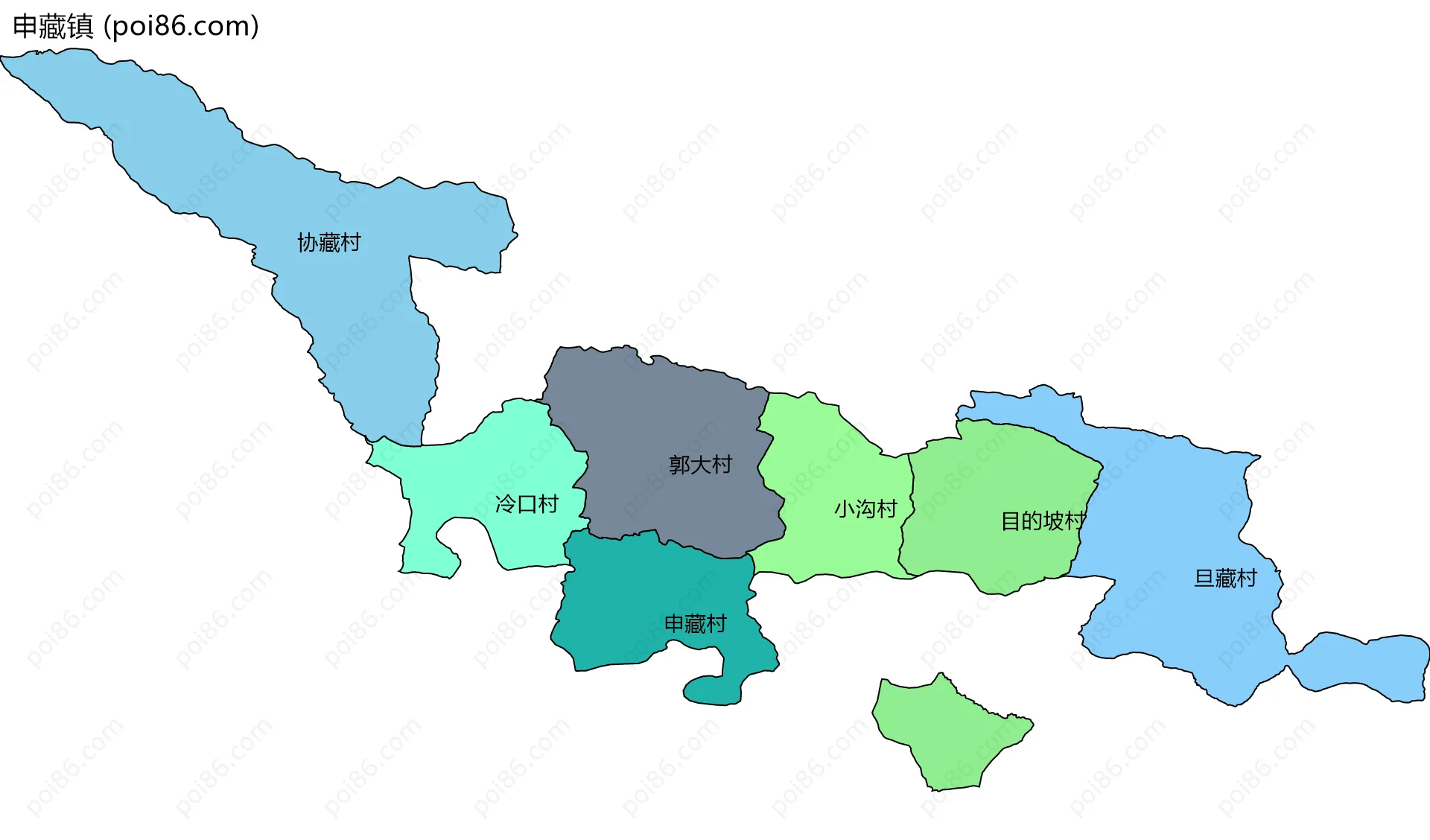 申藏镇边界地图(五级行政区划)