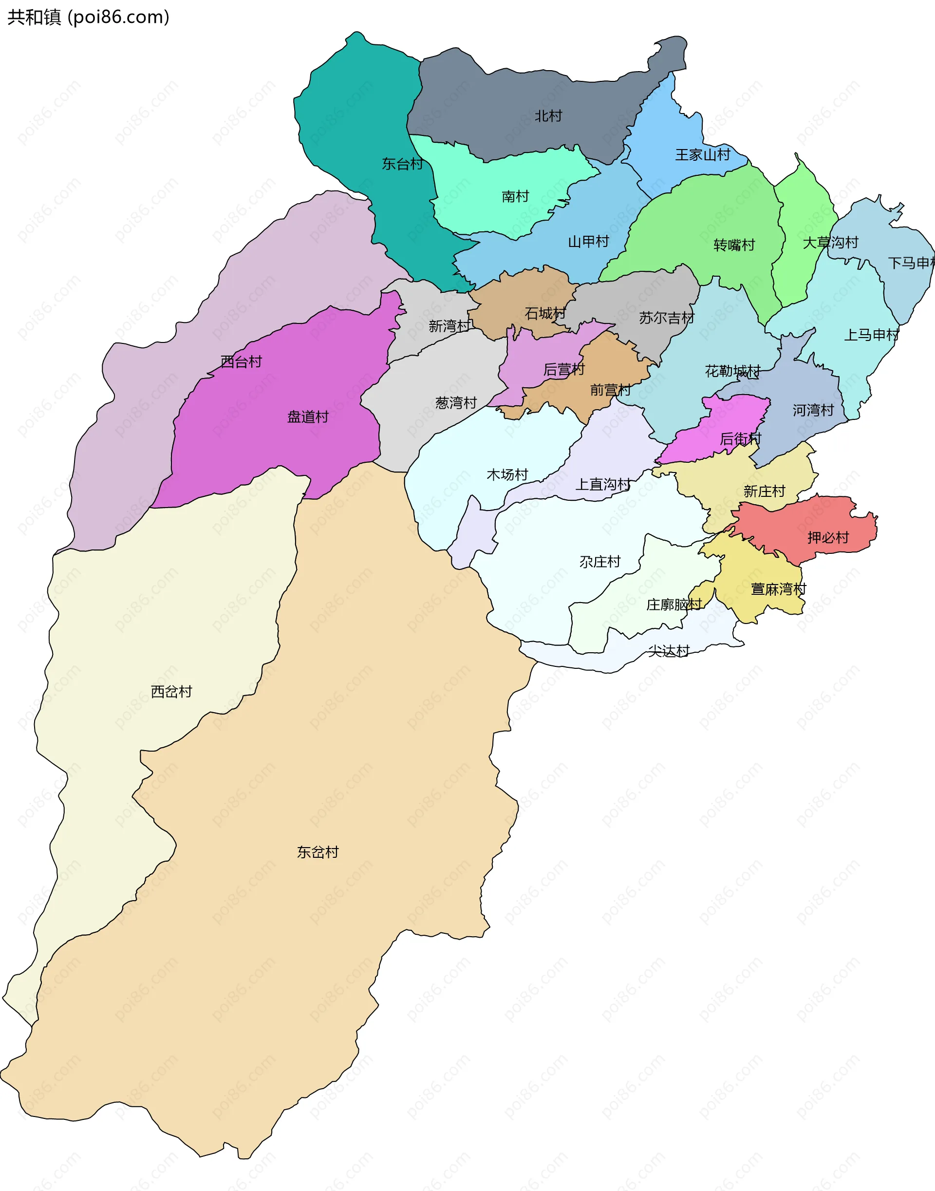 共和镇边界地图(五级行政区划)