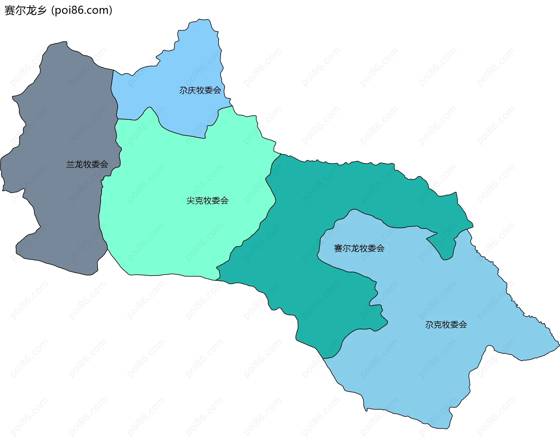 赛尔龙乡边界地图(五级行政区划)