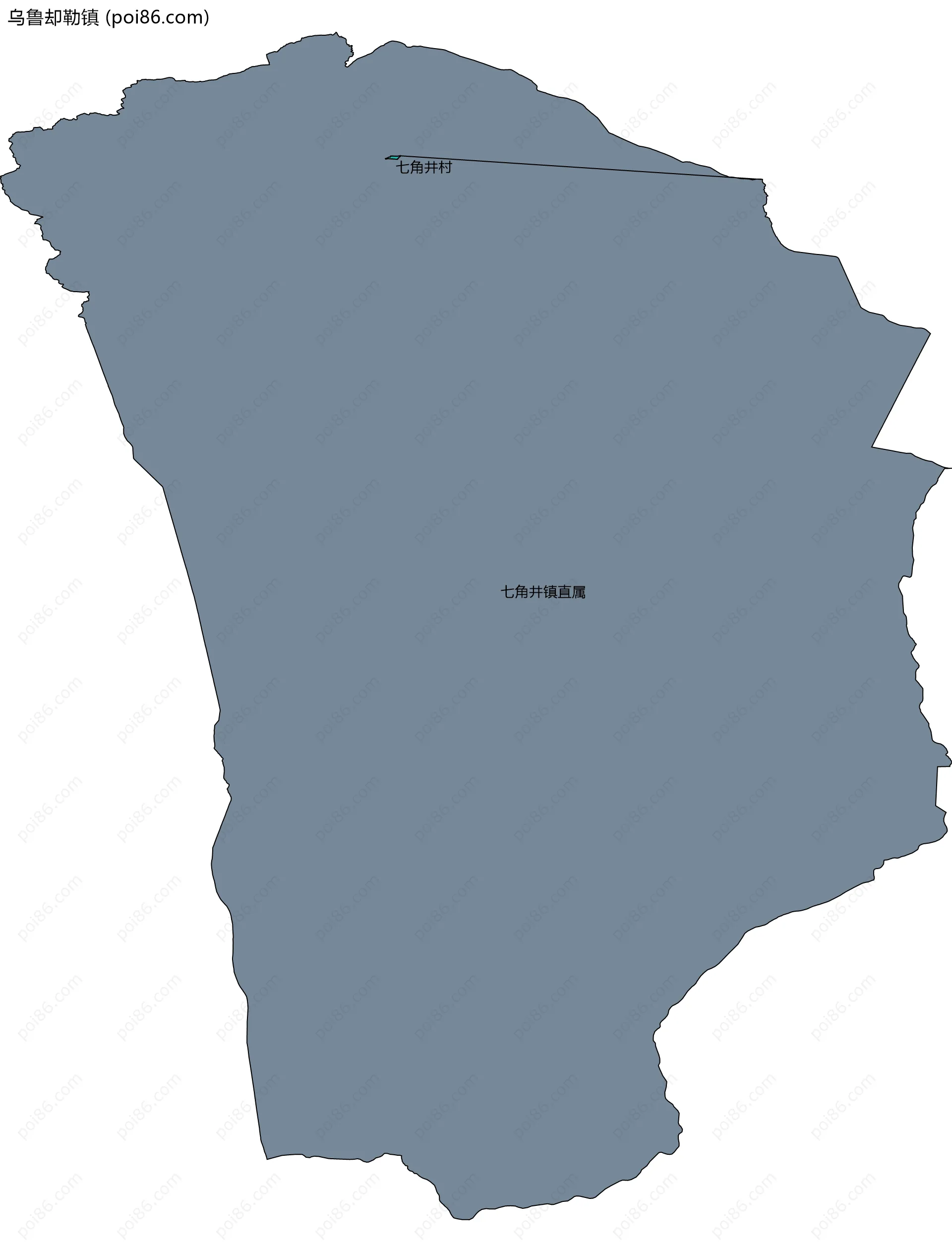 乌鲁却勒镇边界地图(五级行政区划)