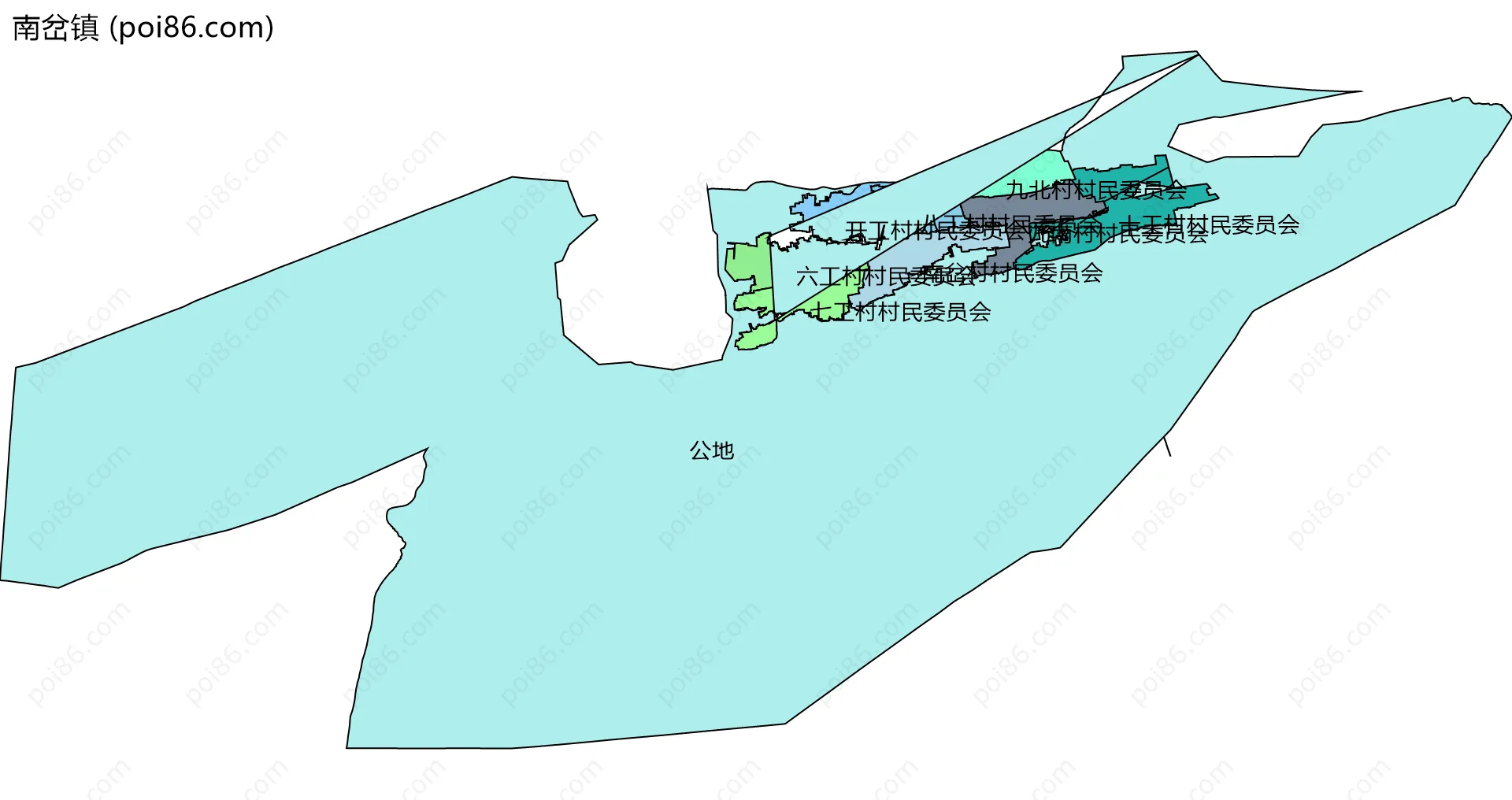南岔镇边界地图(五级行政区划)