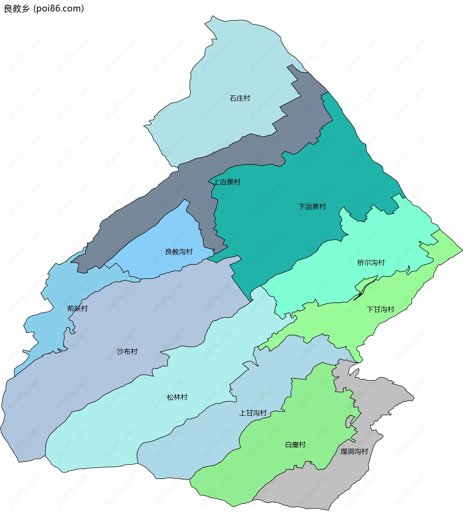 良教乡边界地图(五级行政区划)