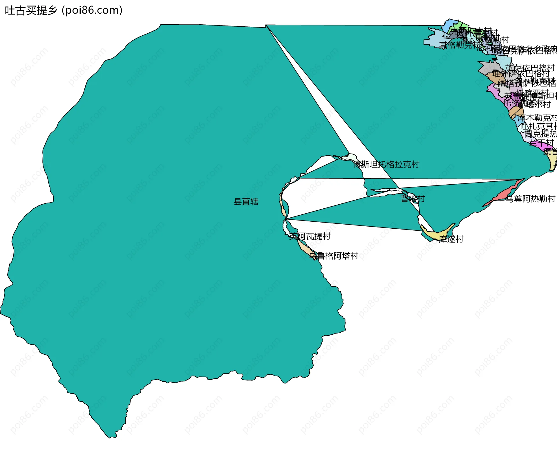 吐古买提乡边界地图(五级行政区划)