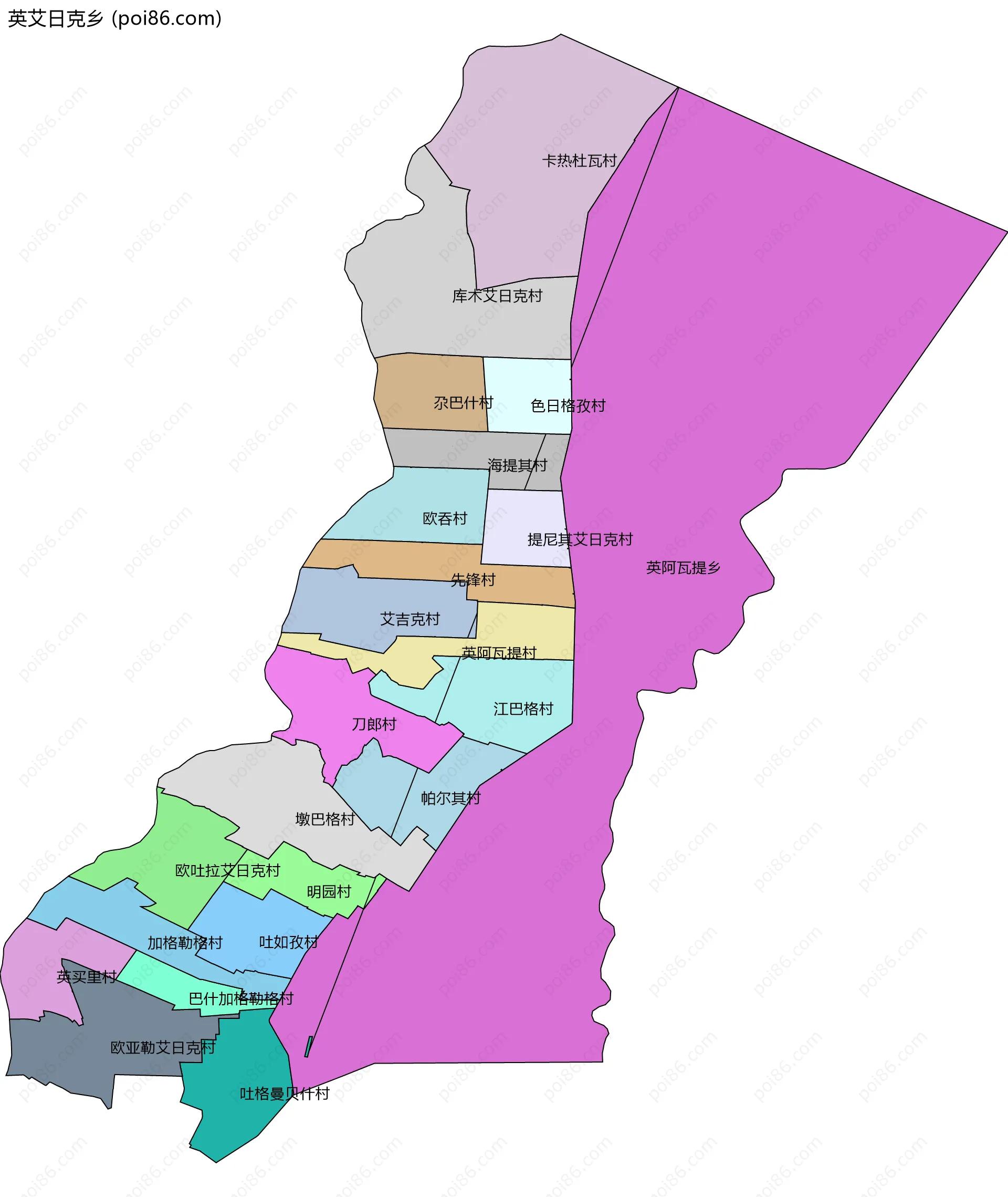 英艾日克乡边界地图(五级行政区划)