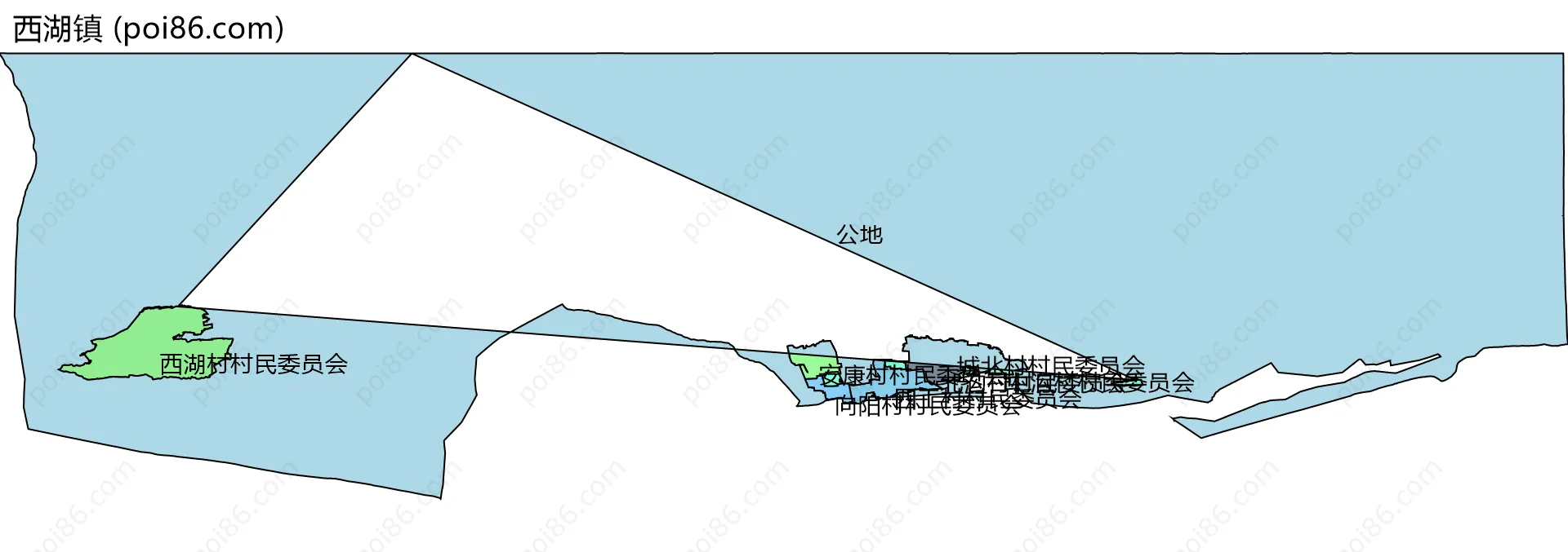 西湖镇边界地图(五级行政区划)