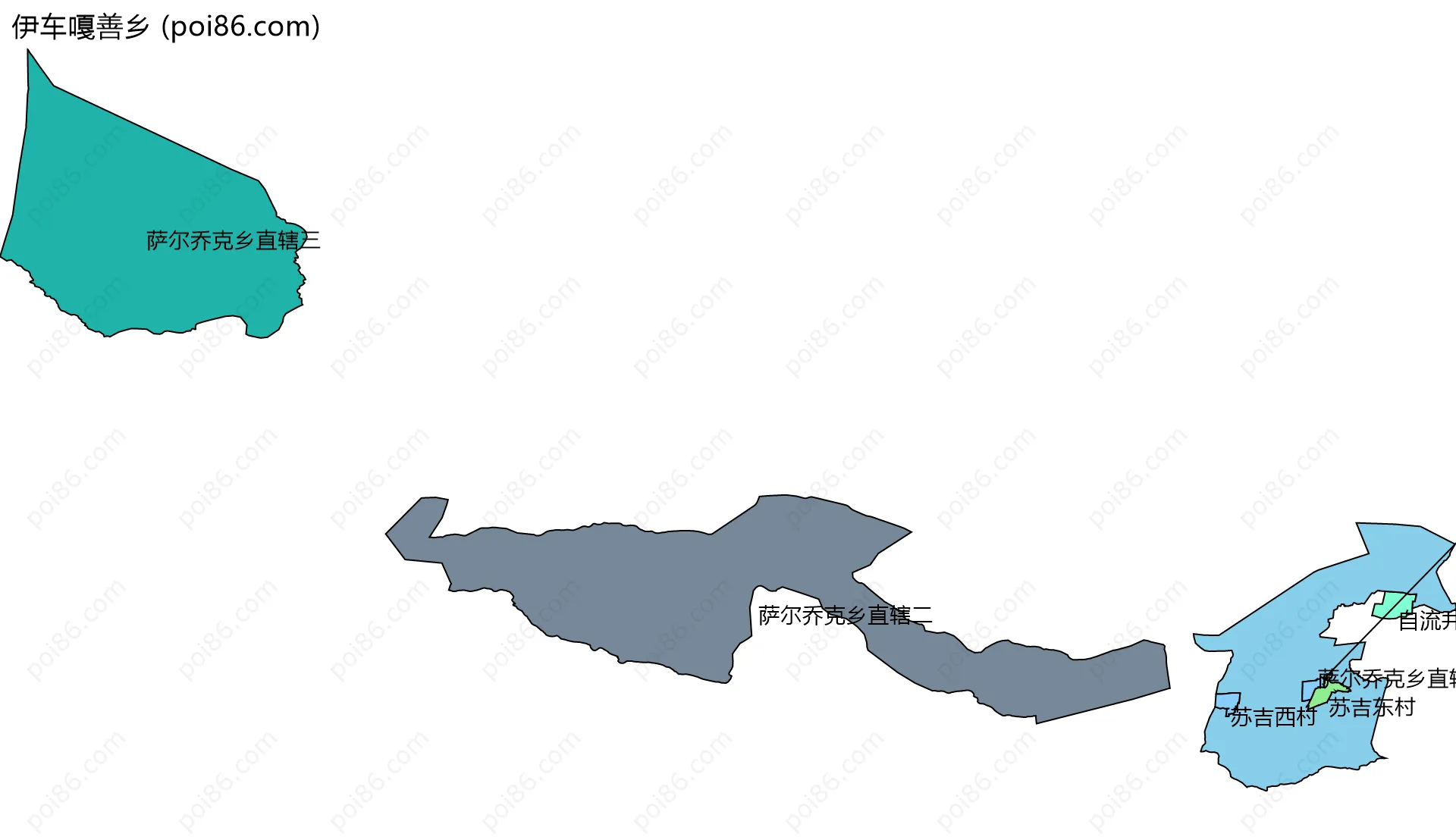 伊车嘎善乡边界地图(五级行政区划)