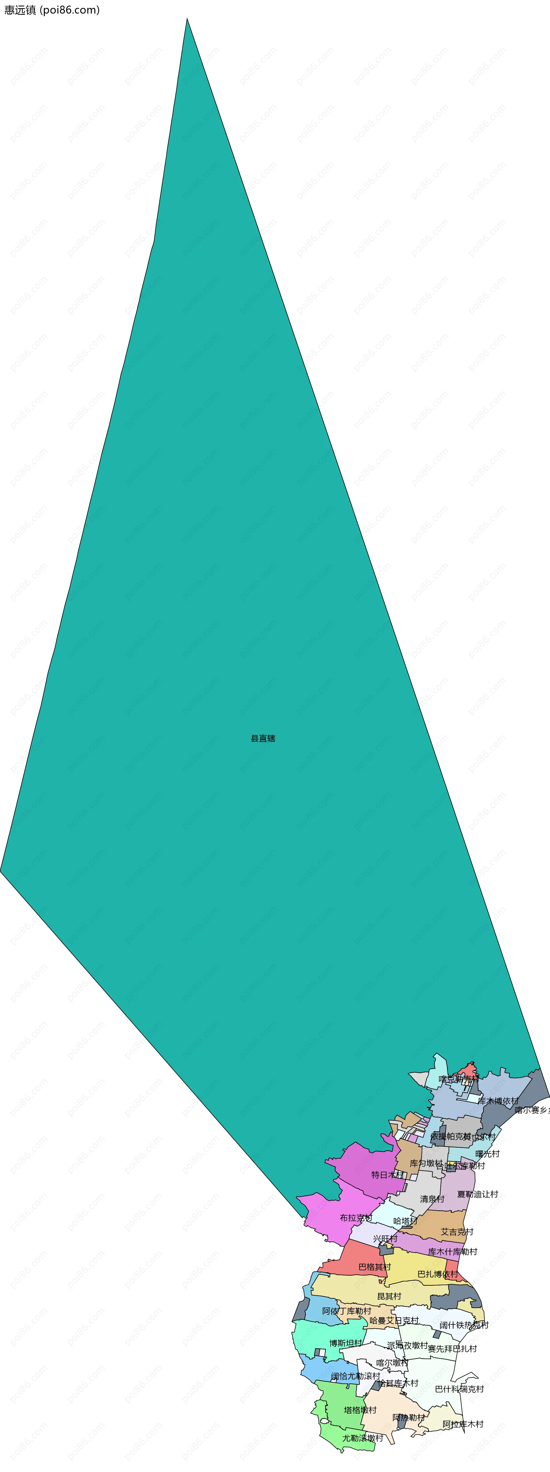 惠远镇边界地图(五级行政区划)