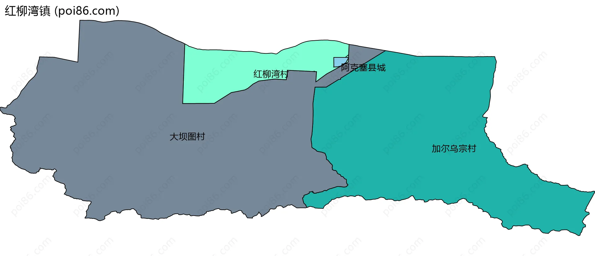 红柳湾镇边界地图(五级行政区划)
