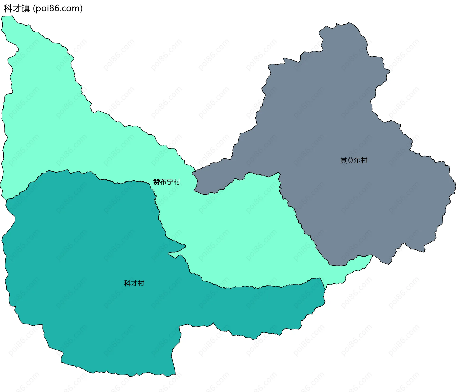 科才镇边界地图(五级行政区划)