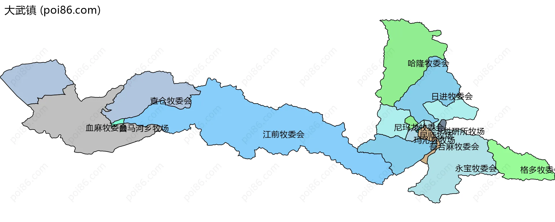 大武镇边界地图(五级行政区划)