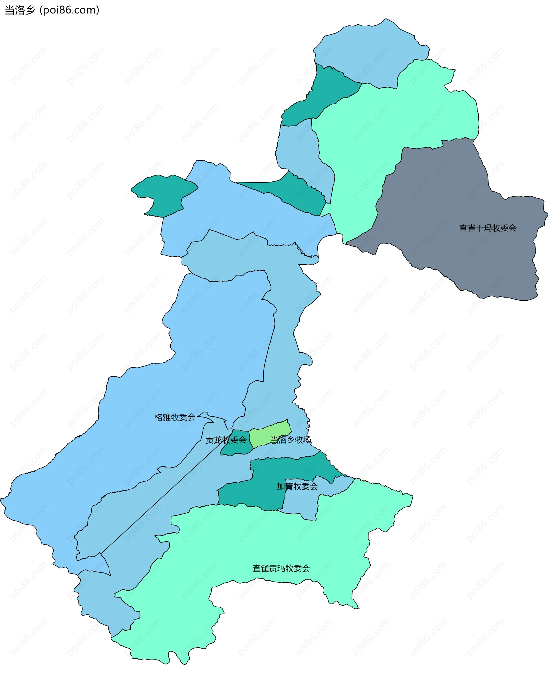 当洛乡边界地图(五级行政区划)