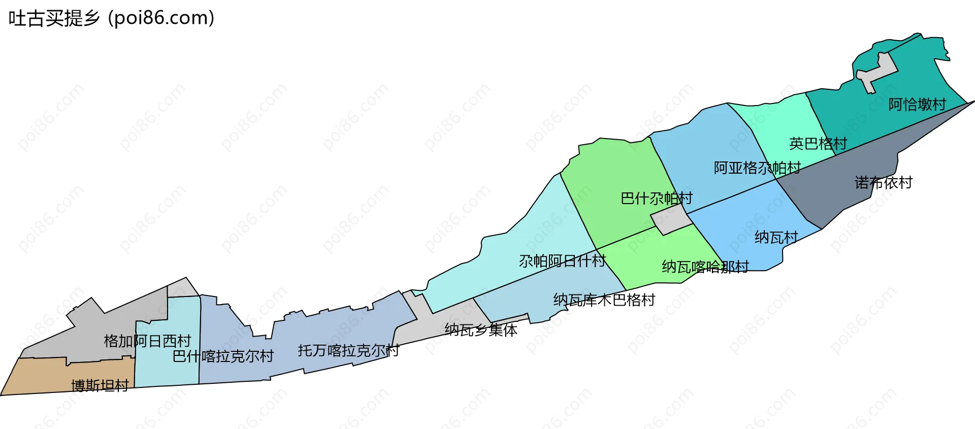 吐古买提乡边界地图(五级行政区划)