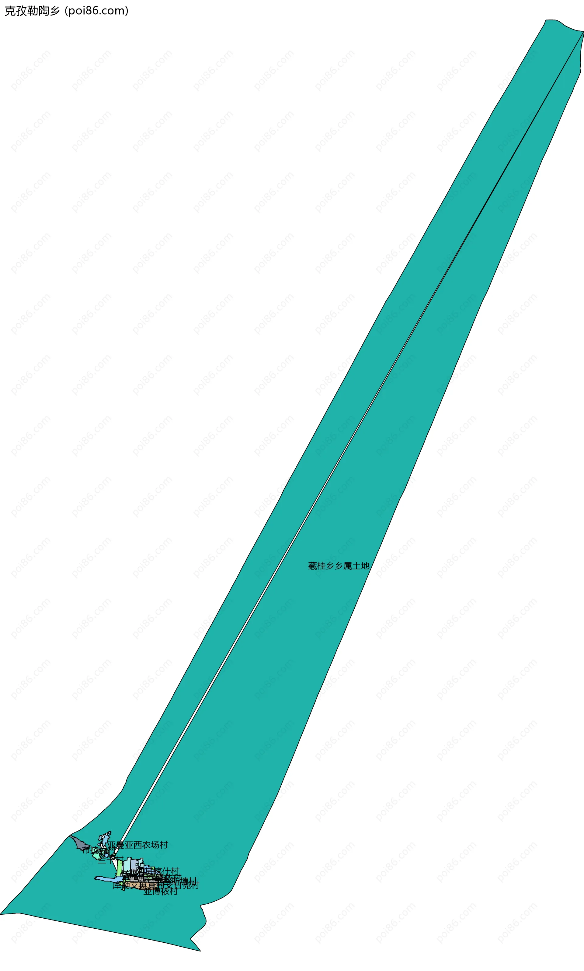 克孜勒陶乡边界地图(五级行政区划)