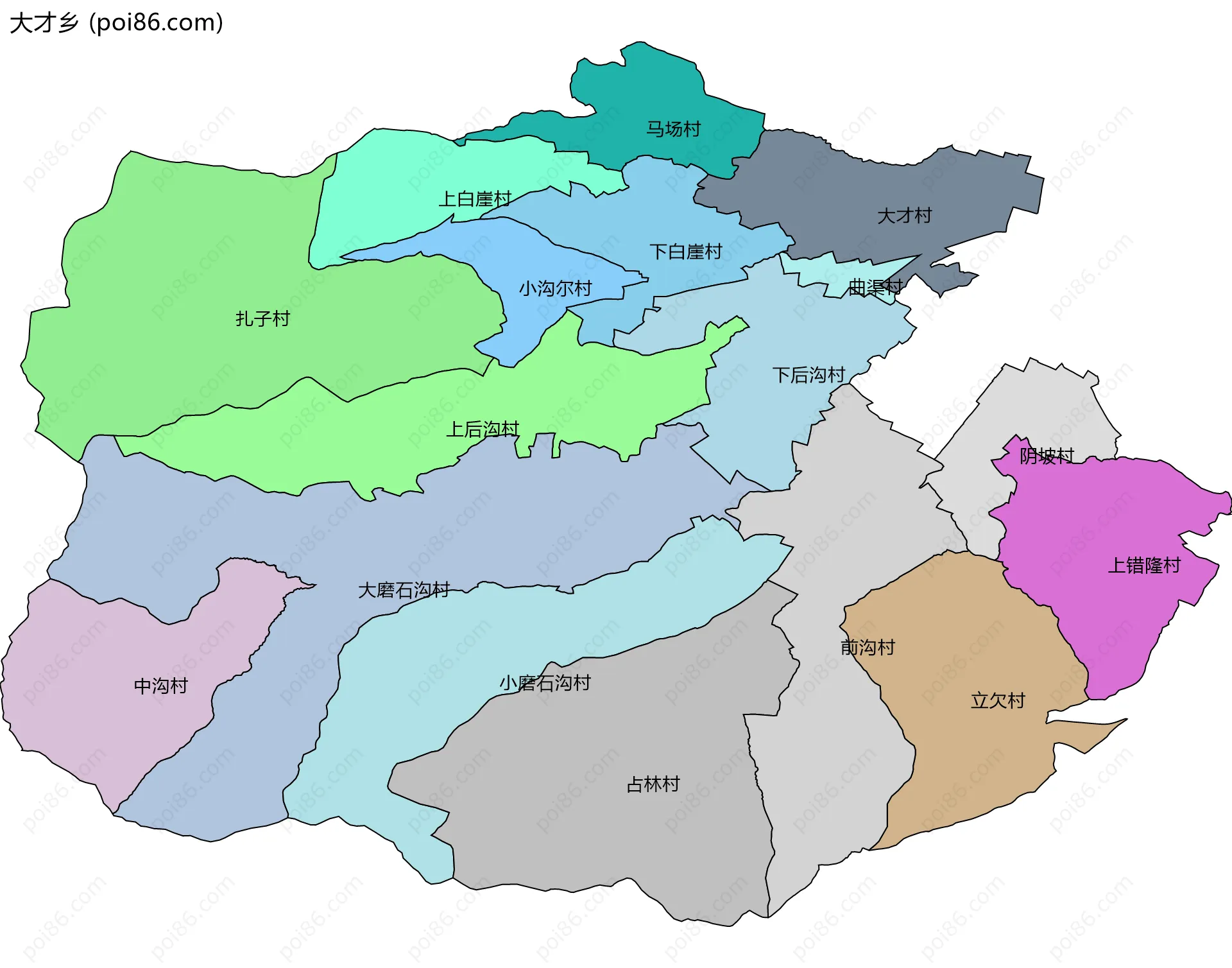 大才乡边界地图(五级行政区划)