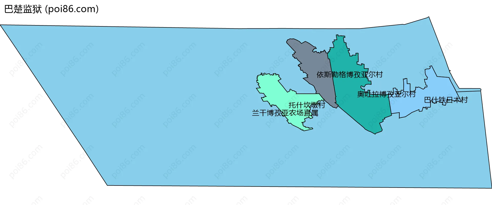 巴楚监狱边界地图(五级行政区划)