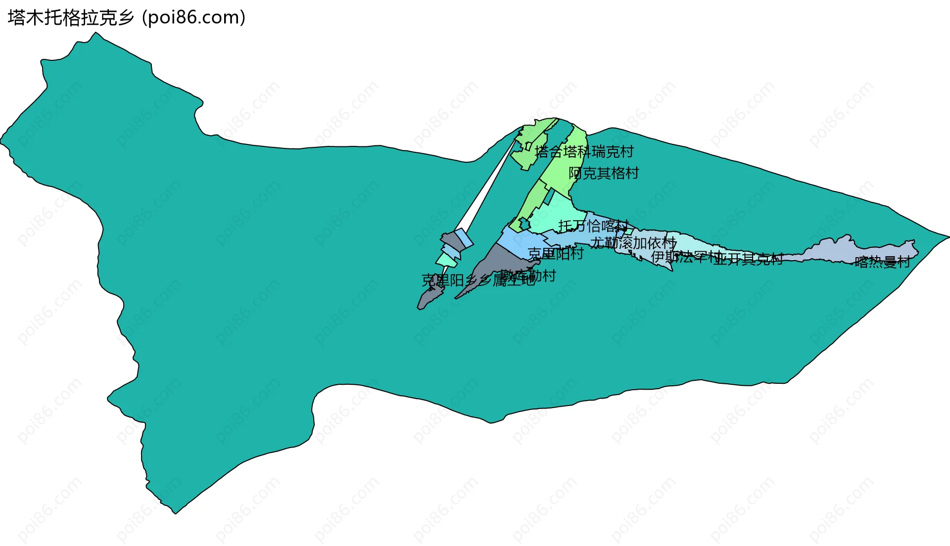 塔木托格拉克乡边界地图(五级行政区划)