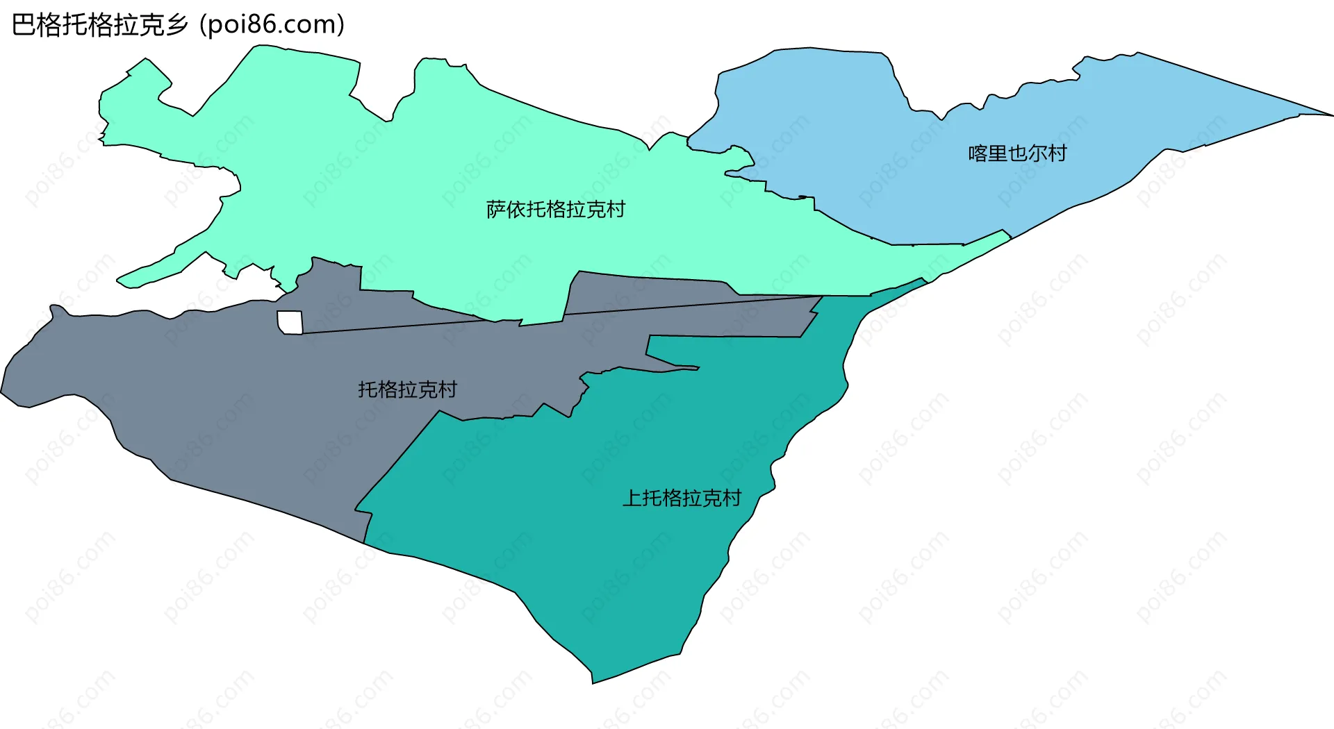 巴格托格拉克乡边界地图(五级行政区划)