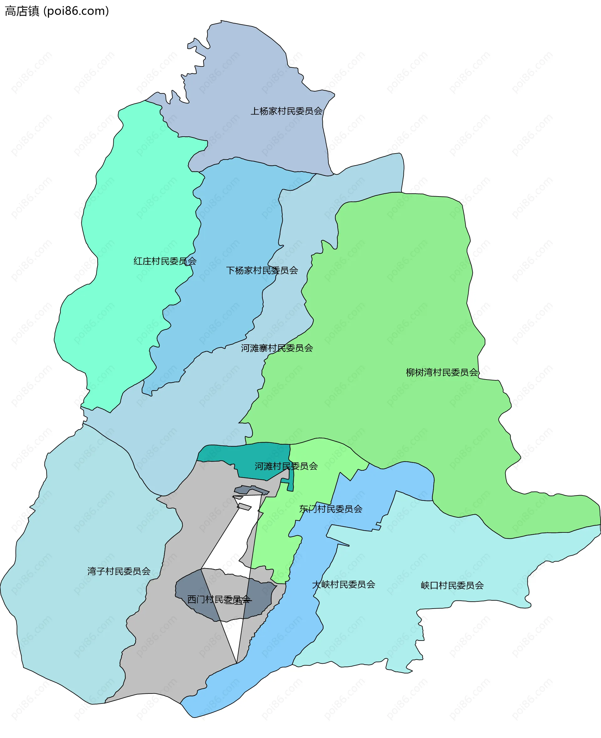 高店镇边界地图(五级行政区划)