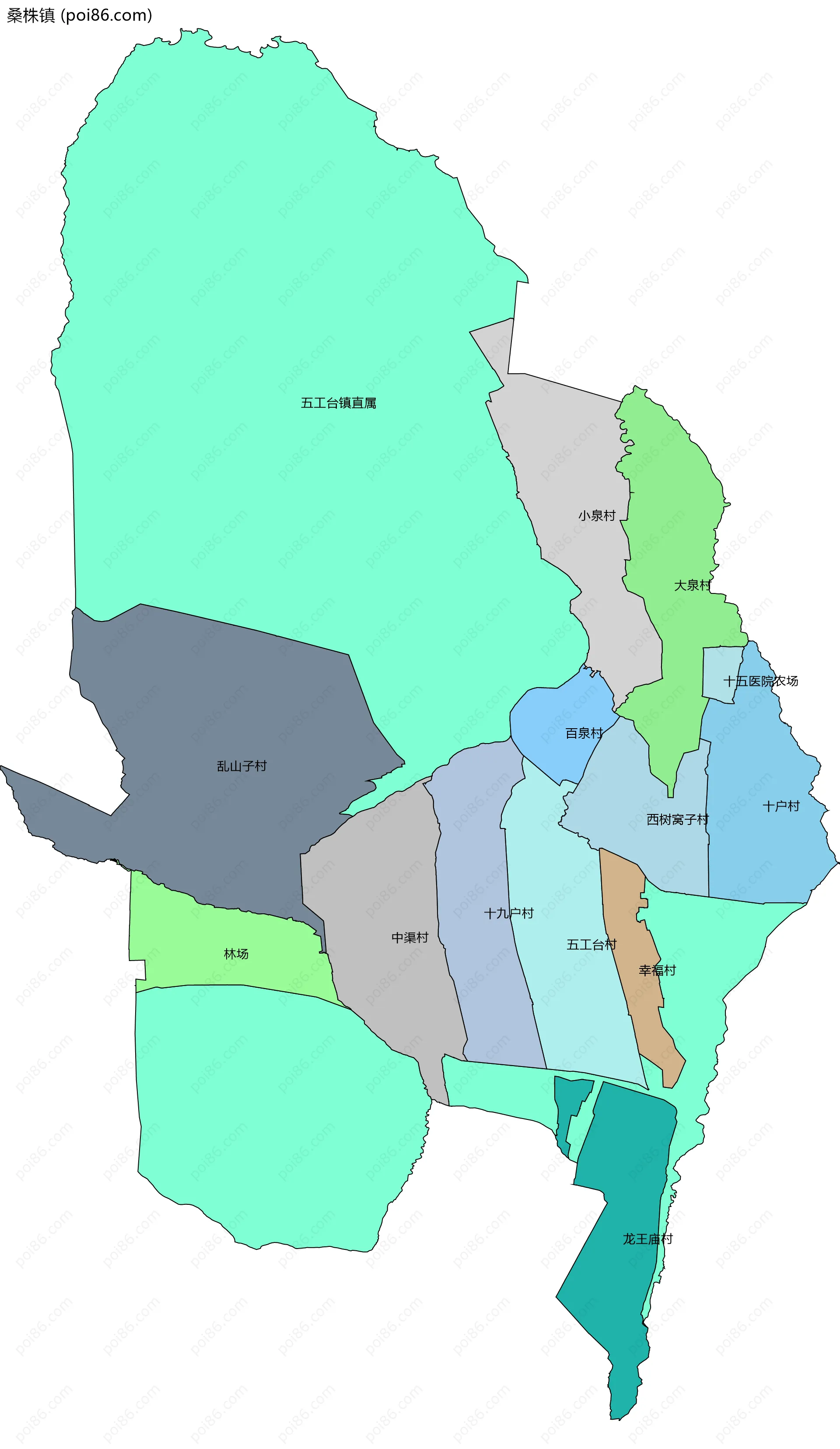 桑株镇边界地图(五级行政区划)