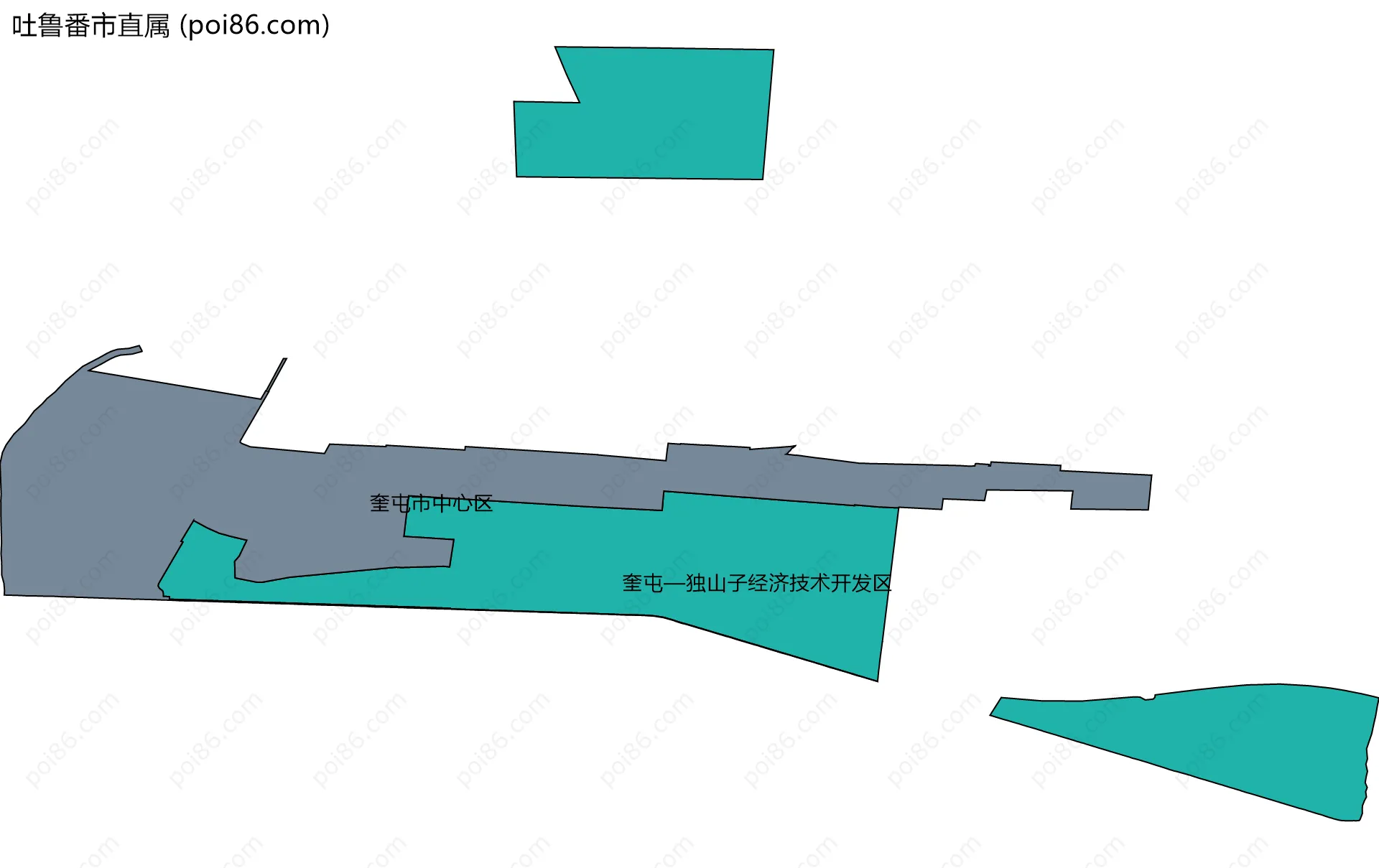 吐鲁番市直属边界地图(五级行政区划)