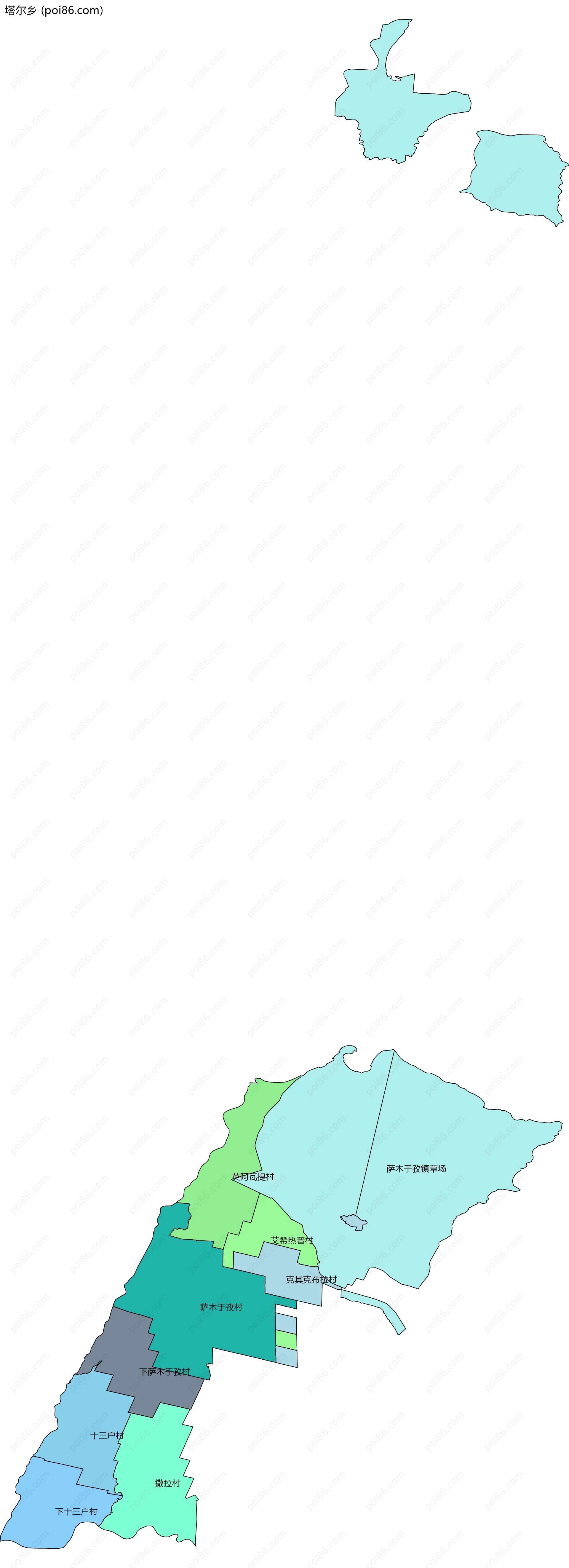 塔尔乡边界地图(五级行政区划)