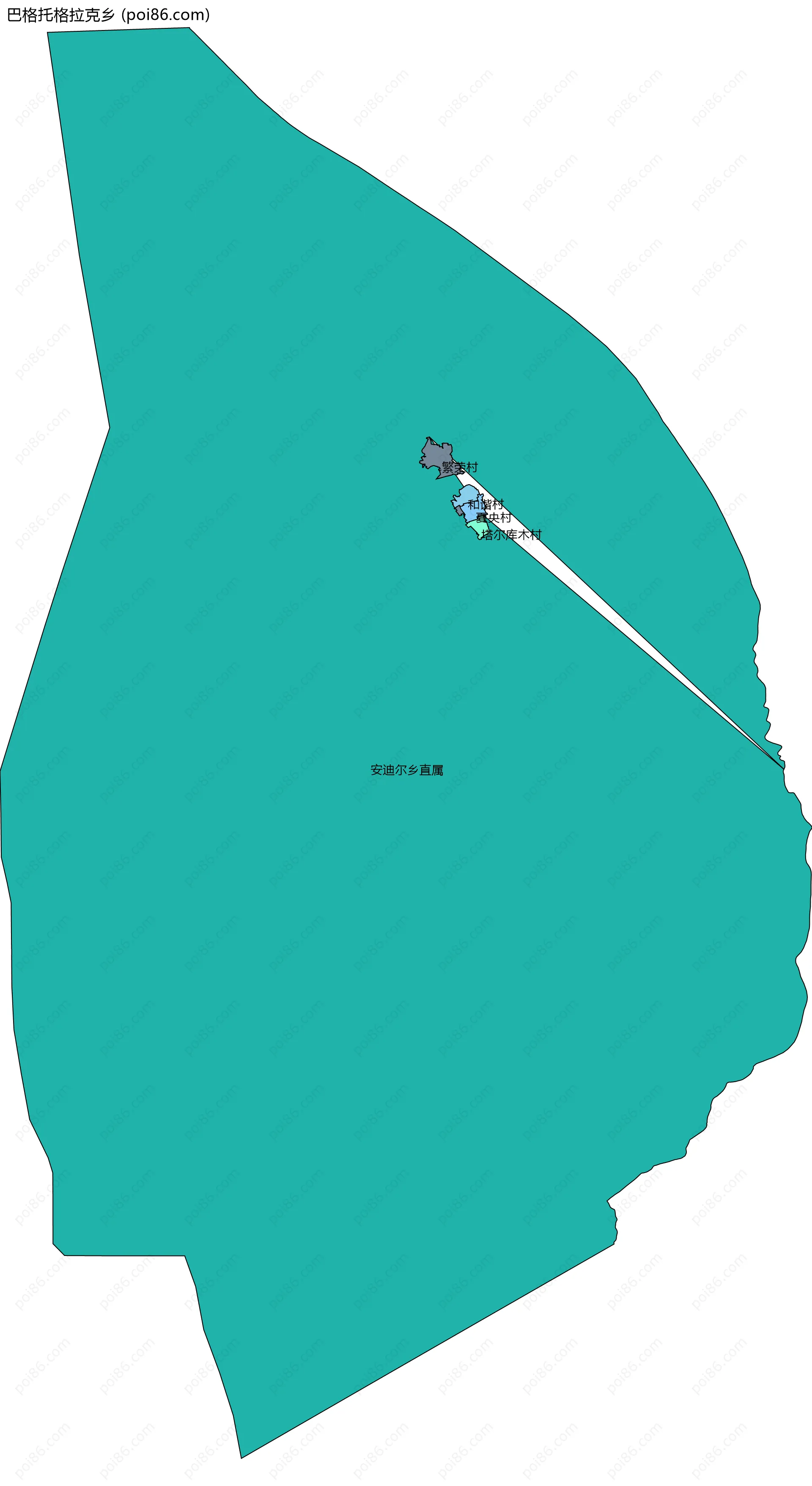 巴格托格拉克乡边界地图(五级行政区划)