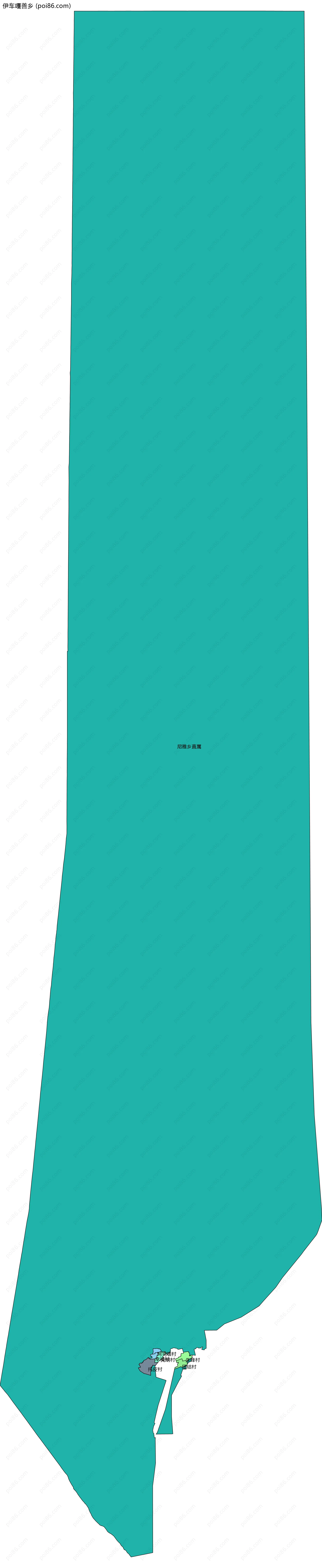 伊车嘎善乡边界地图(五级行政区划)