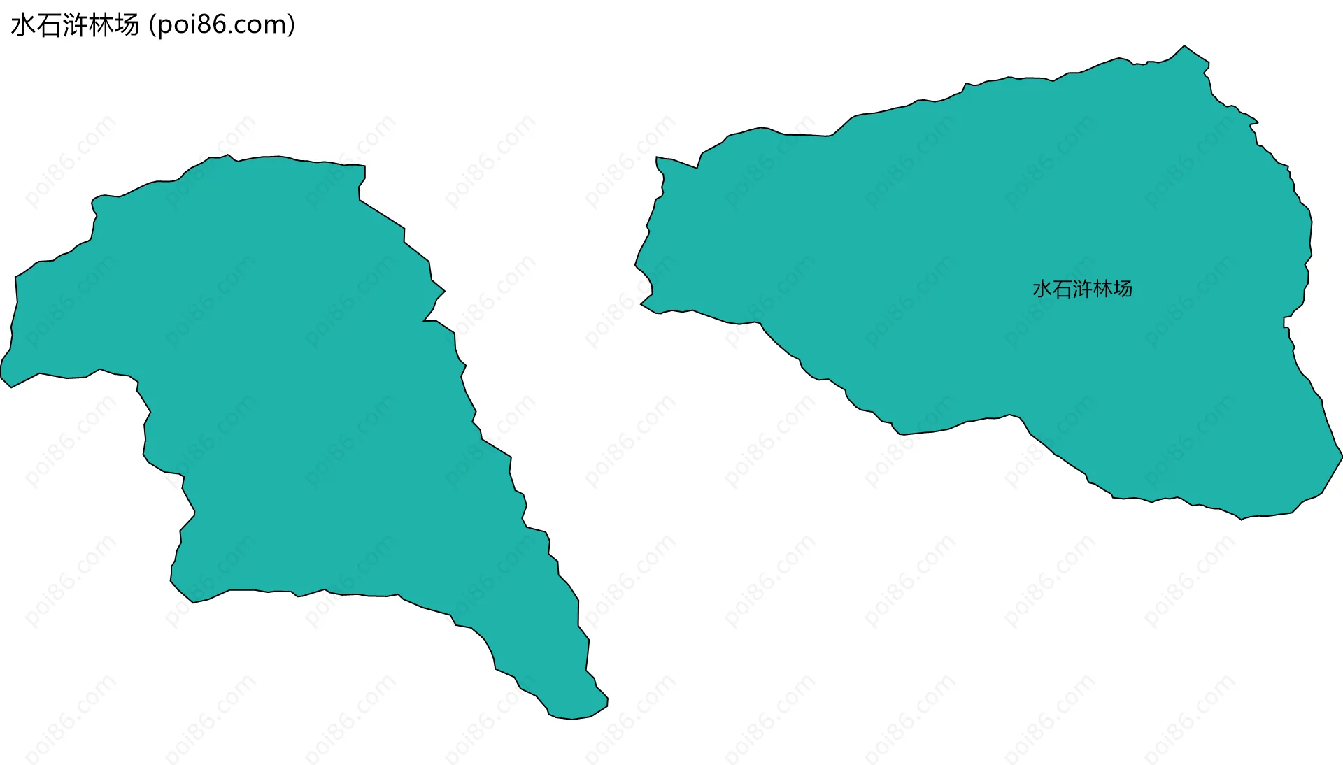 水石浒林场边界地图(五级行政区划)