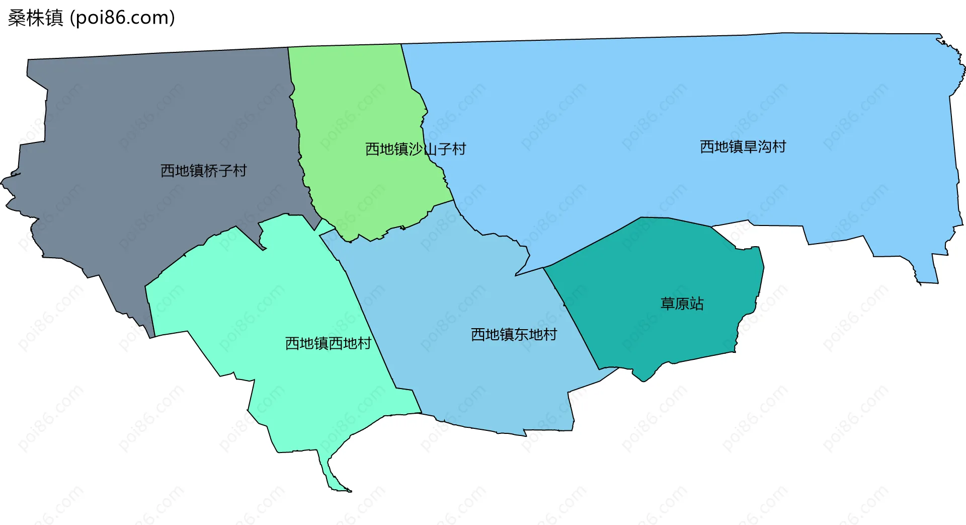 桑株镇边界地图(五级行政区划)