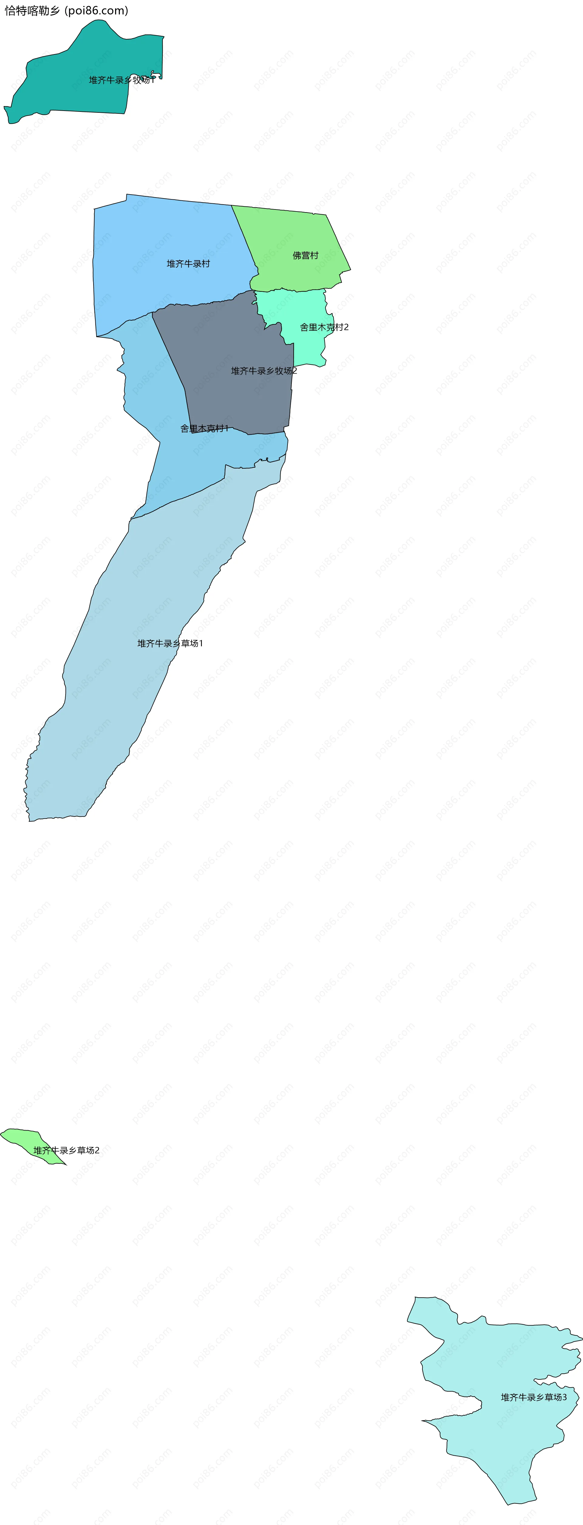 恰特喀勒乡边界地图(五级行政区划)